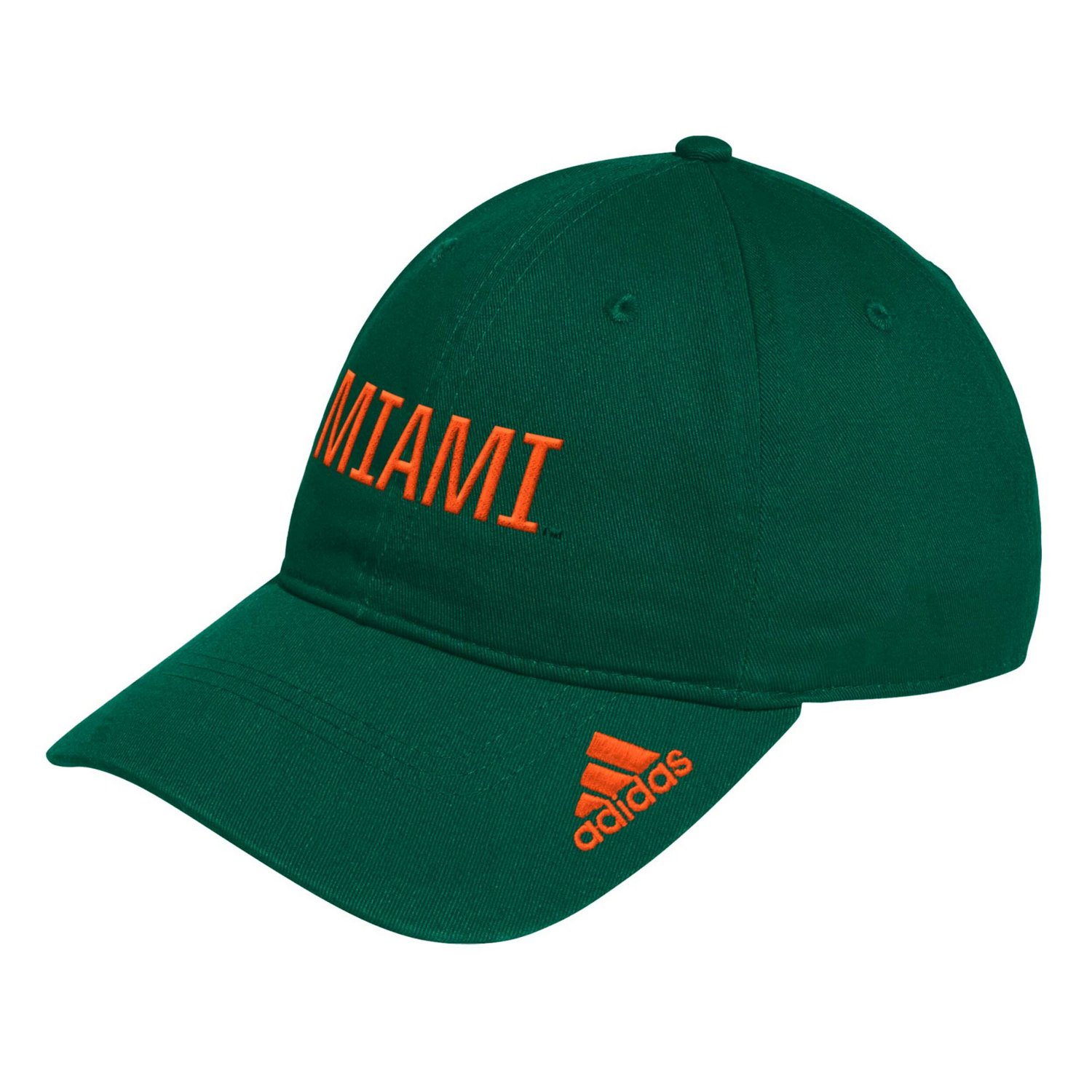 adidas Miami Hurricanes Locker Room Wordmark Slouch Adjustable Hat                                                               - view number 1