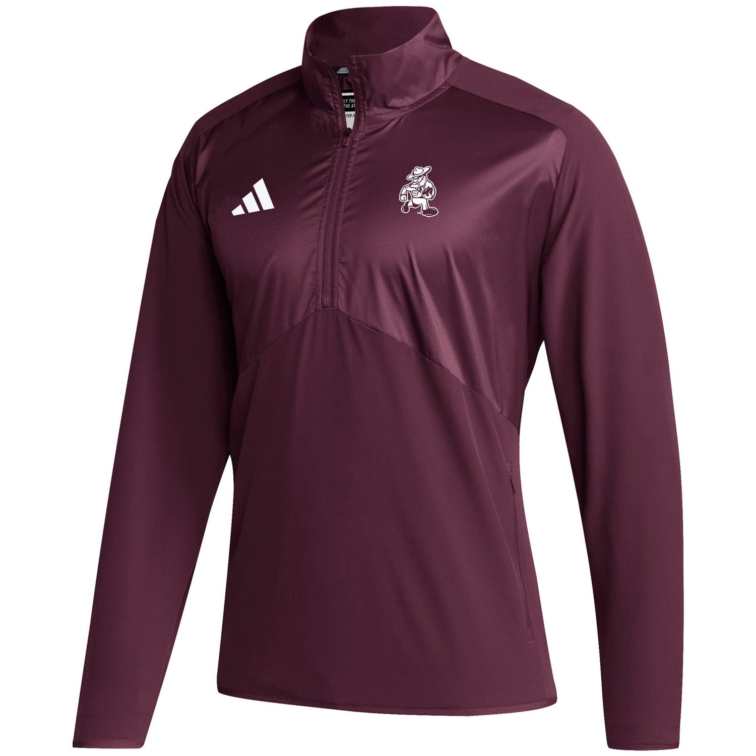 adidas Texas AM Aggies Ol' Sarge Sideline Woven Quarter-Zip Pullover Top - view number 2