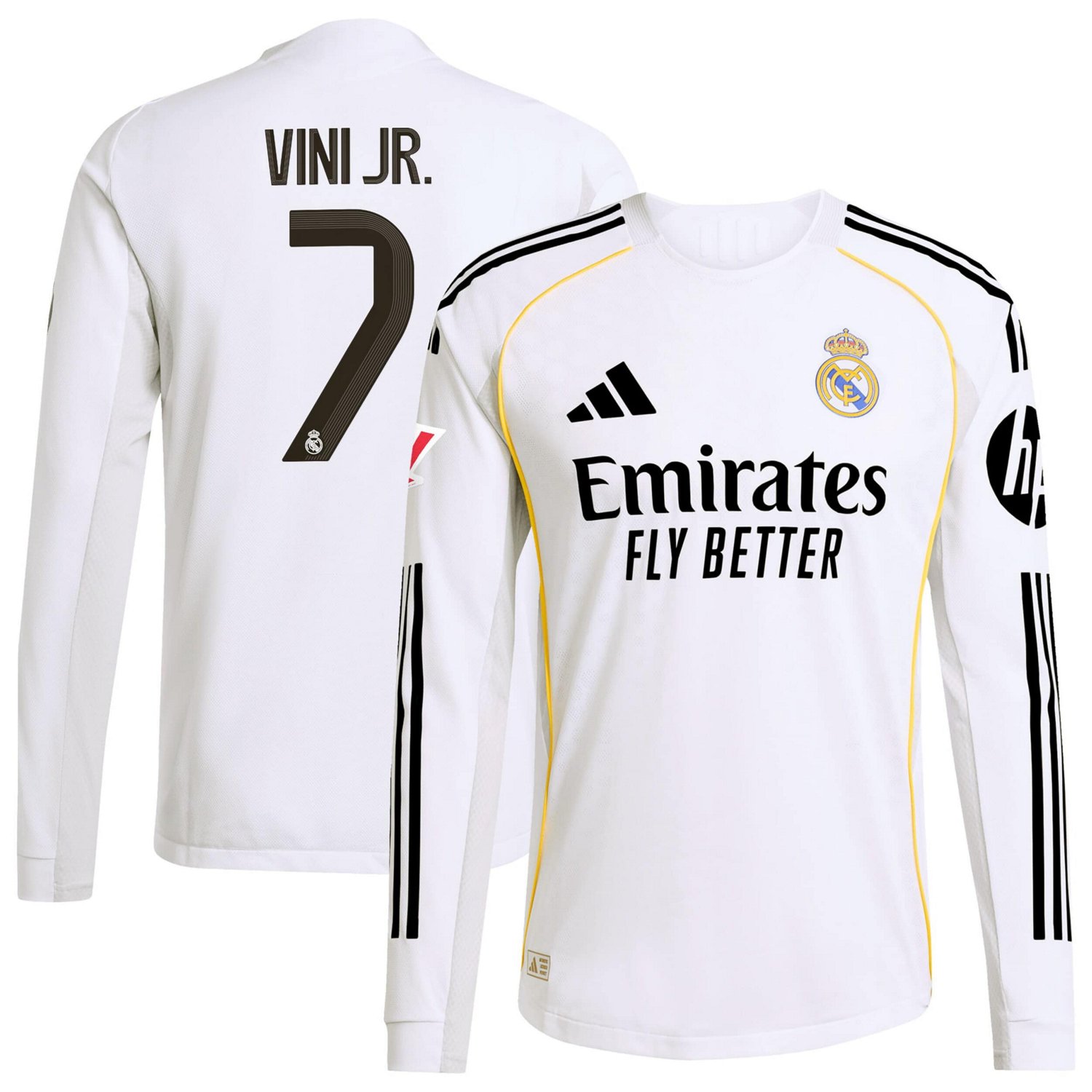 adidas Vini Jr Real Madrid 2025 26 Home Authentic Long Sleeve Jersey