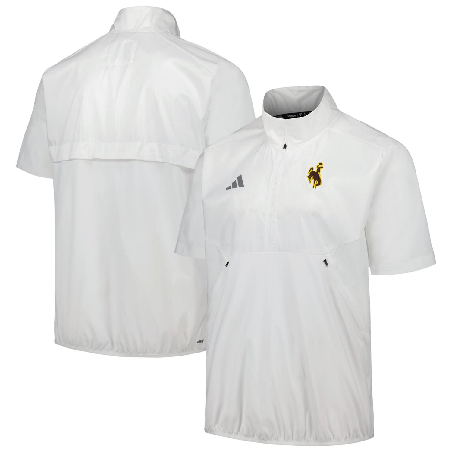 adidas Wyoming Cowboys Sideline AEROREADY Raglan Short Sleeve Quarter-Zip Jacket                                                 - view number 1