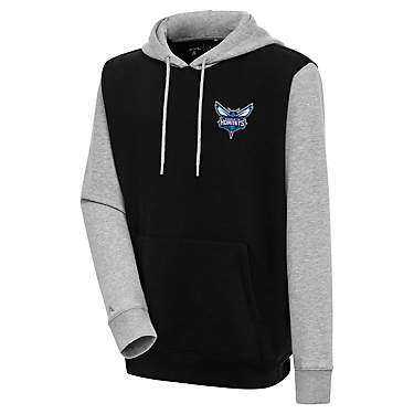 Antigua /Heather Gray Charlotte Hornets Victory Colorblock Pullover Hoodie                                                      
