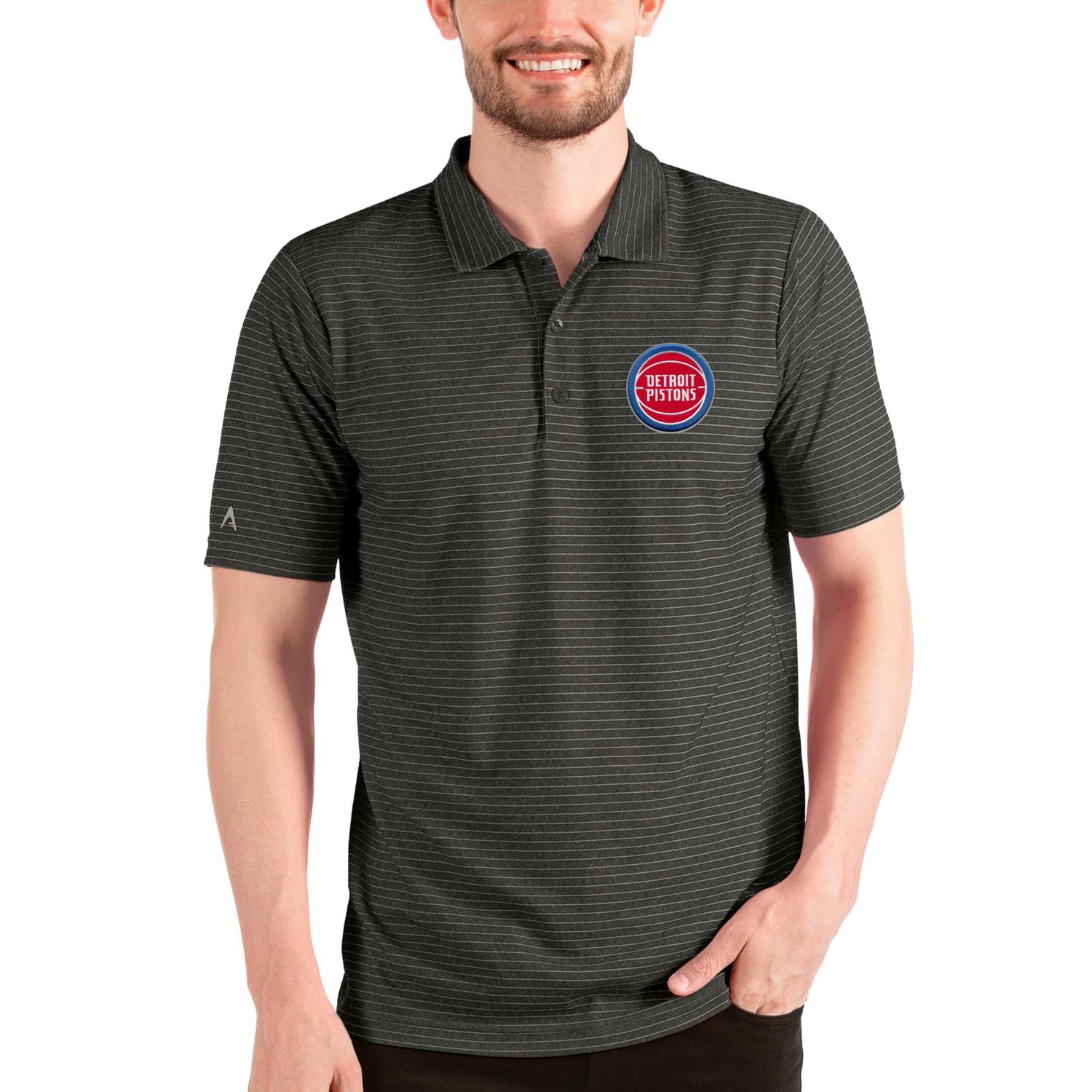 Antigua /Silver Detroit Pistons Esteem Polo