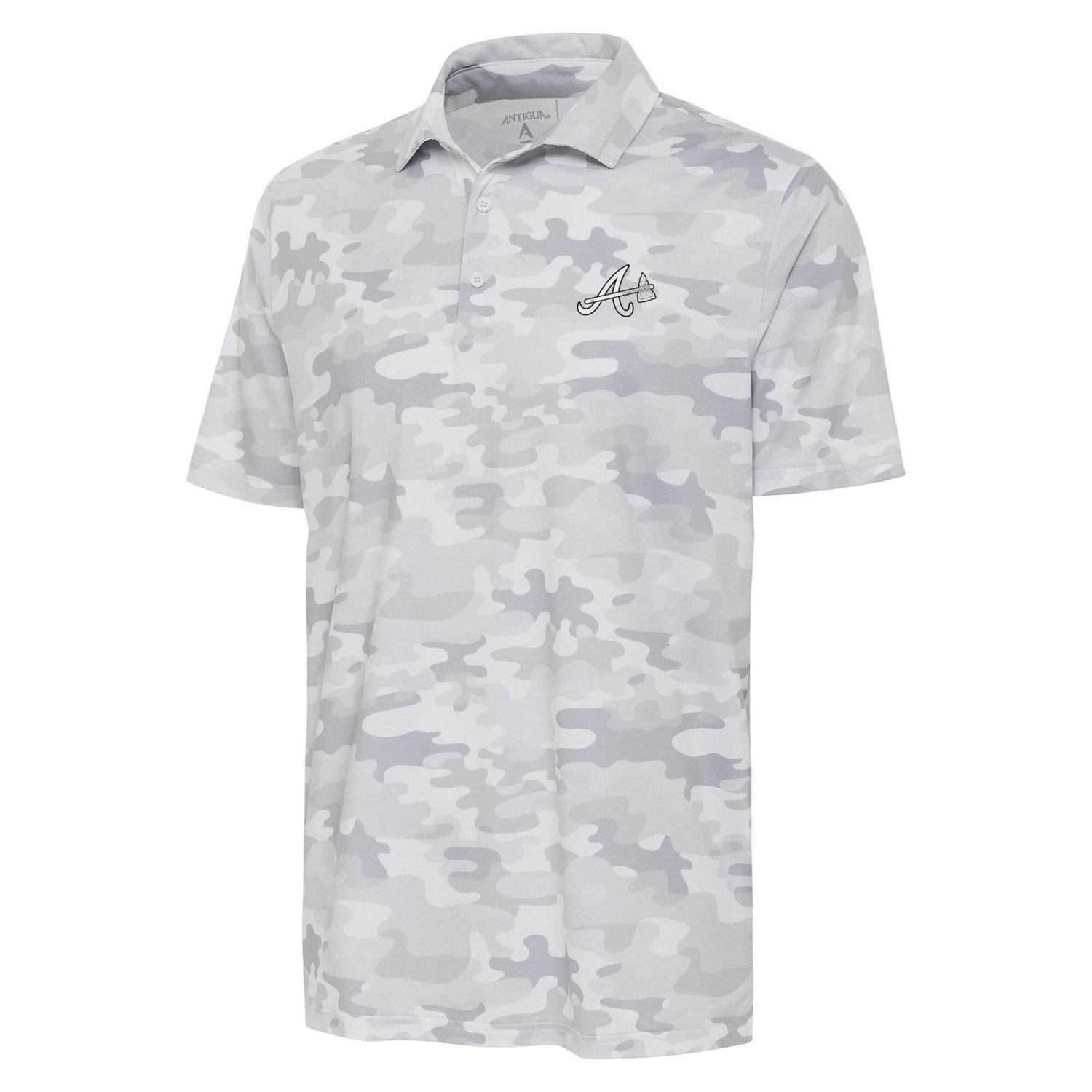 Antigua Atlanta Braves Brushed Metallic Logo Collide Polo - view number 1