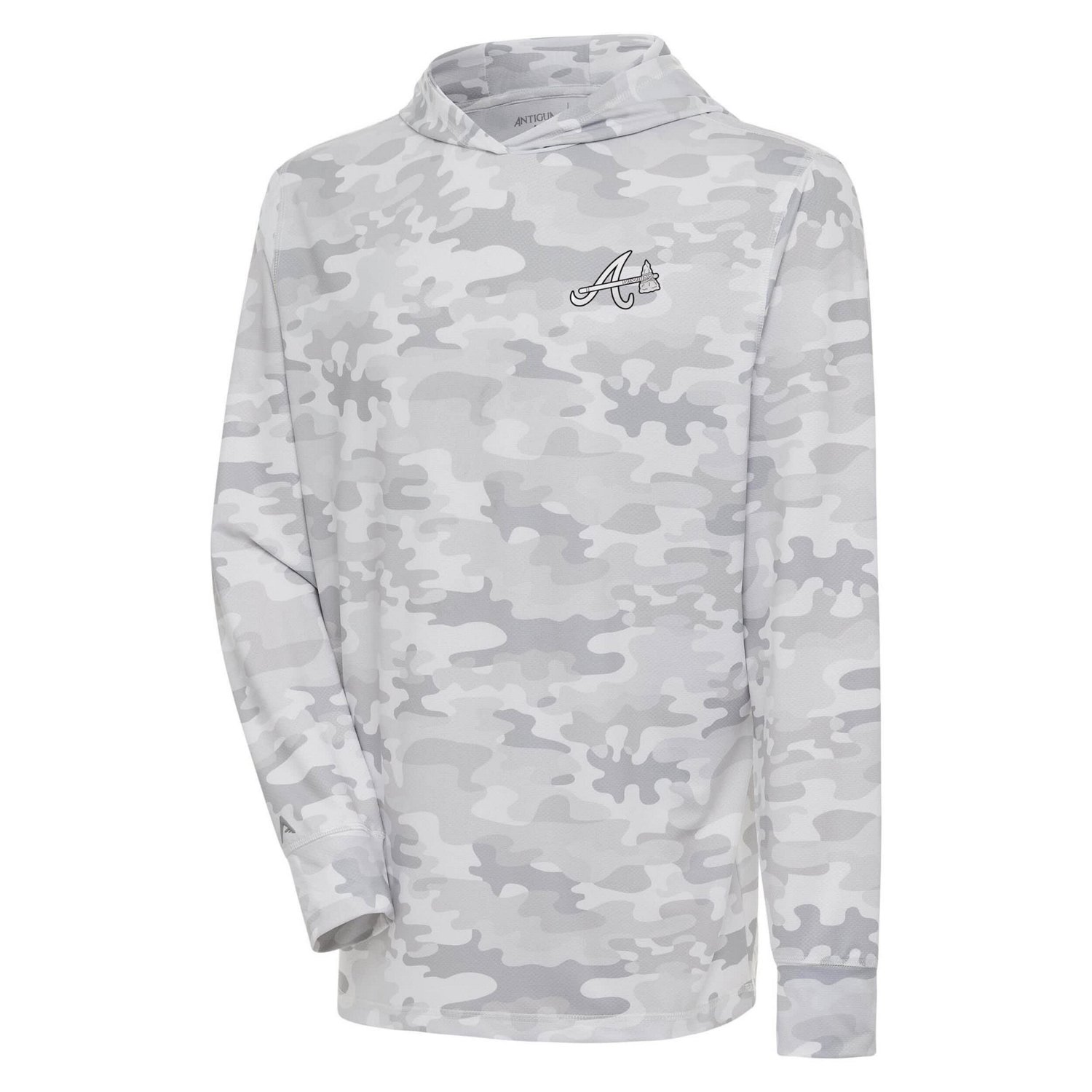 Antigua Atlanta Braves Brushed Metallic Logo Sector Pullover Hoodie