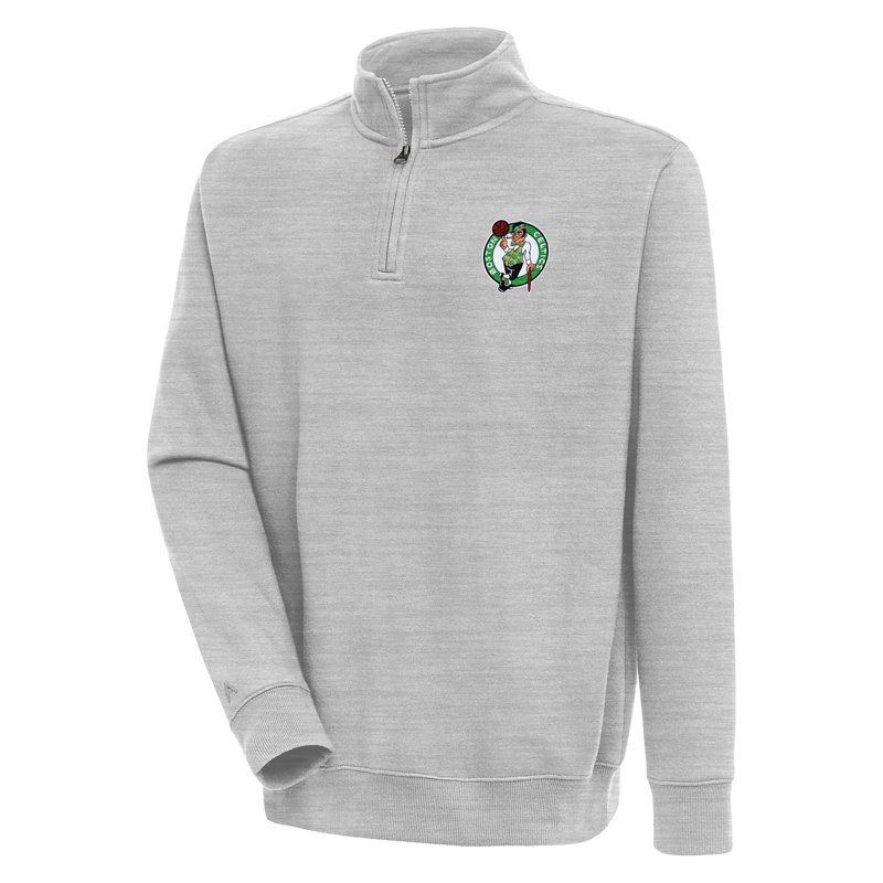 Antigua Men's Heather Gray Boston Celtics Victory Quarter-Zip Pullover - Heather Gray