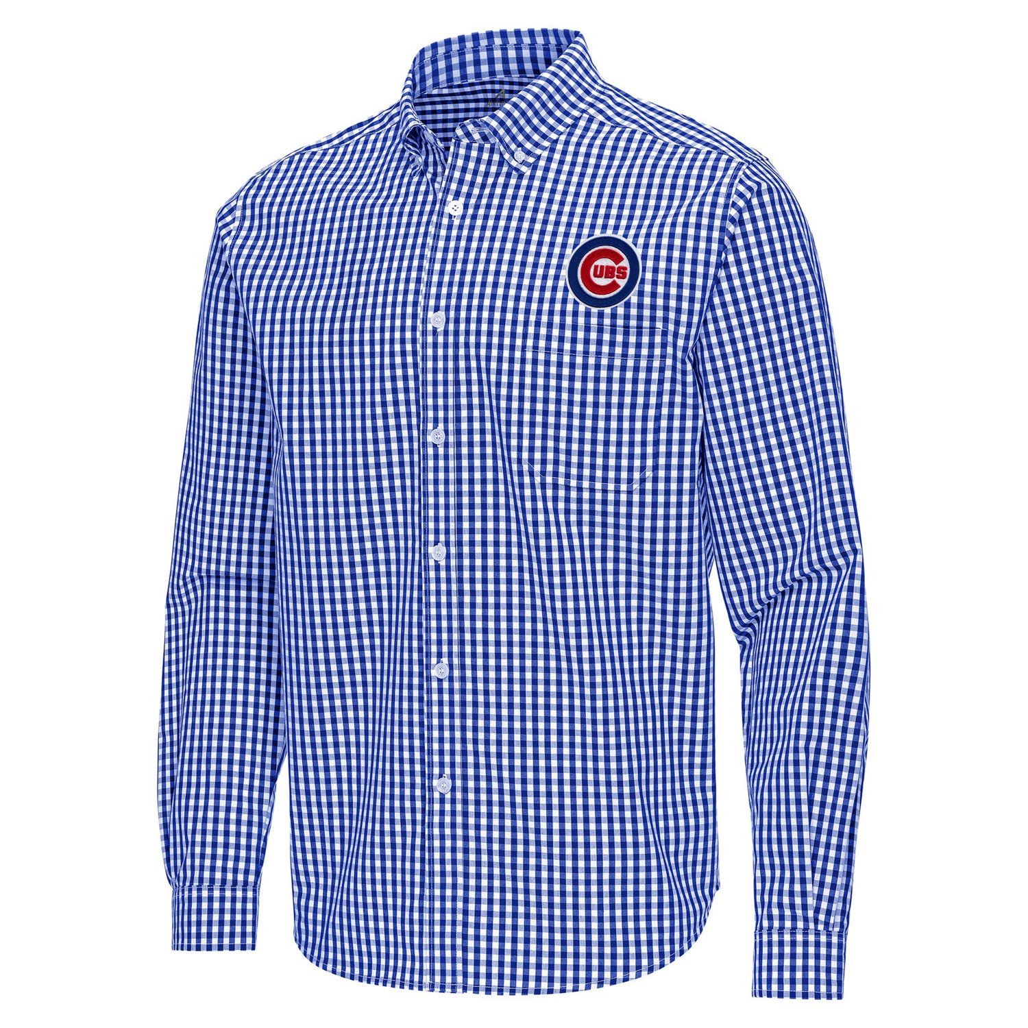 Antigua Chicago Cubs Ellis Woven Tri-Blend Button-Down Shirt