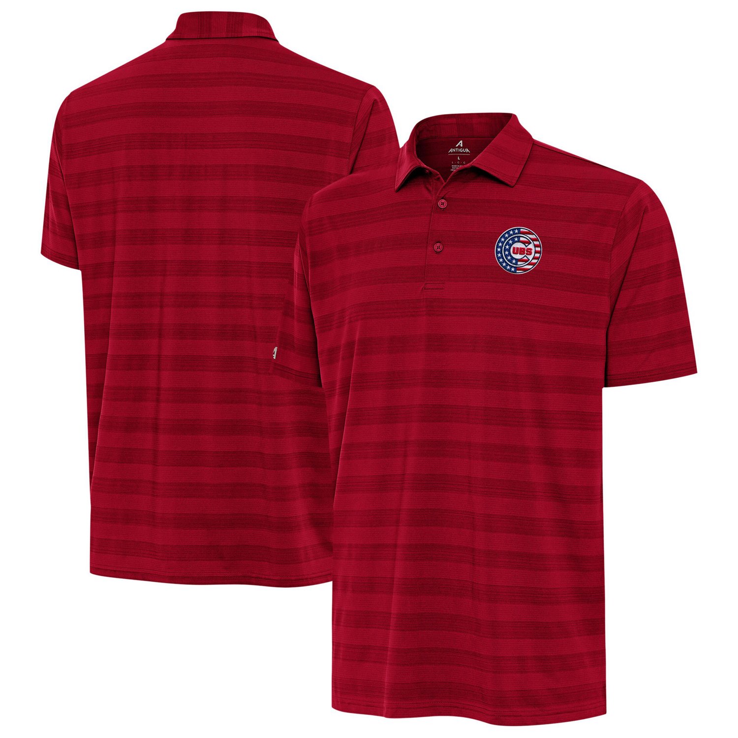 Antigua Chicago Cubs Tunnel Stars and Stipes Team Logo Polo