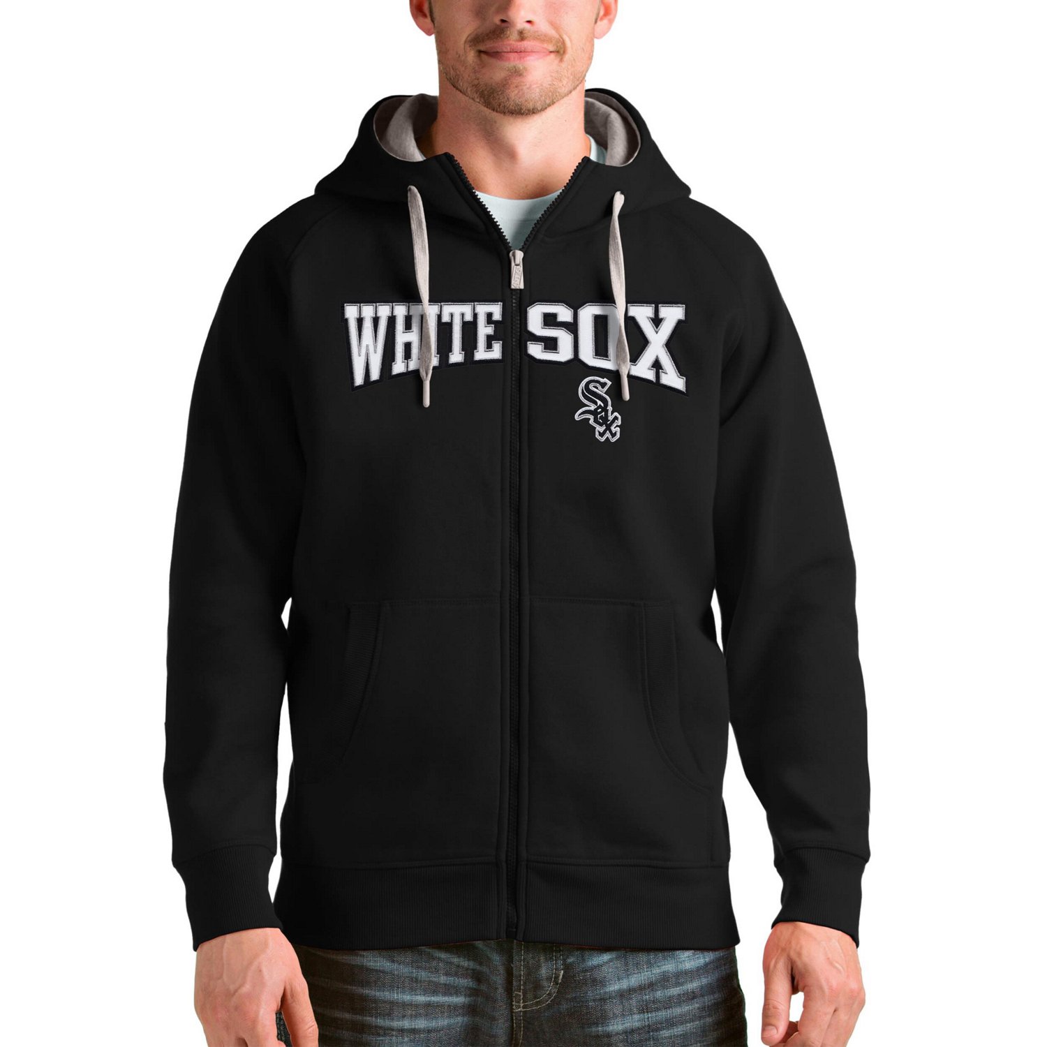 Antigua Chicago Sox Team Logo Victory Full-Zip Hoodie