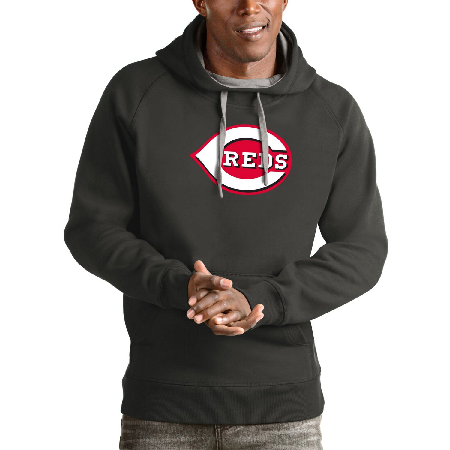 Antigua Cincinnati Reds Victory Pullover Team Logo Hoodie                                                                        - view number 1