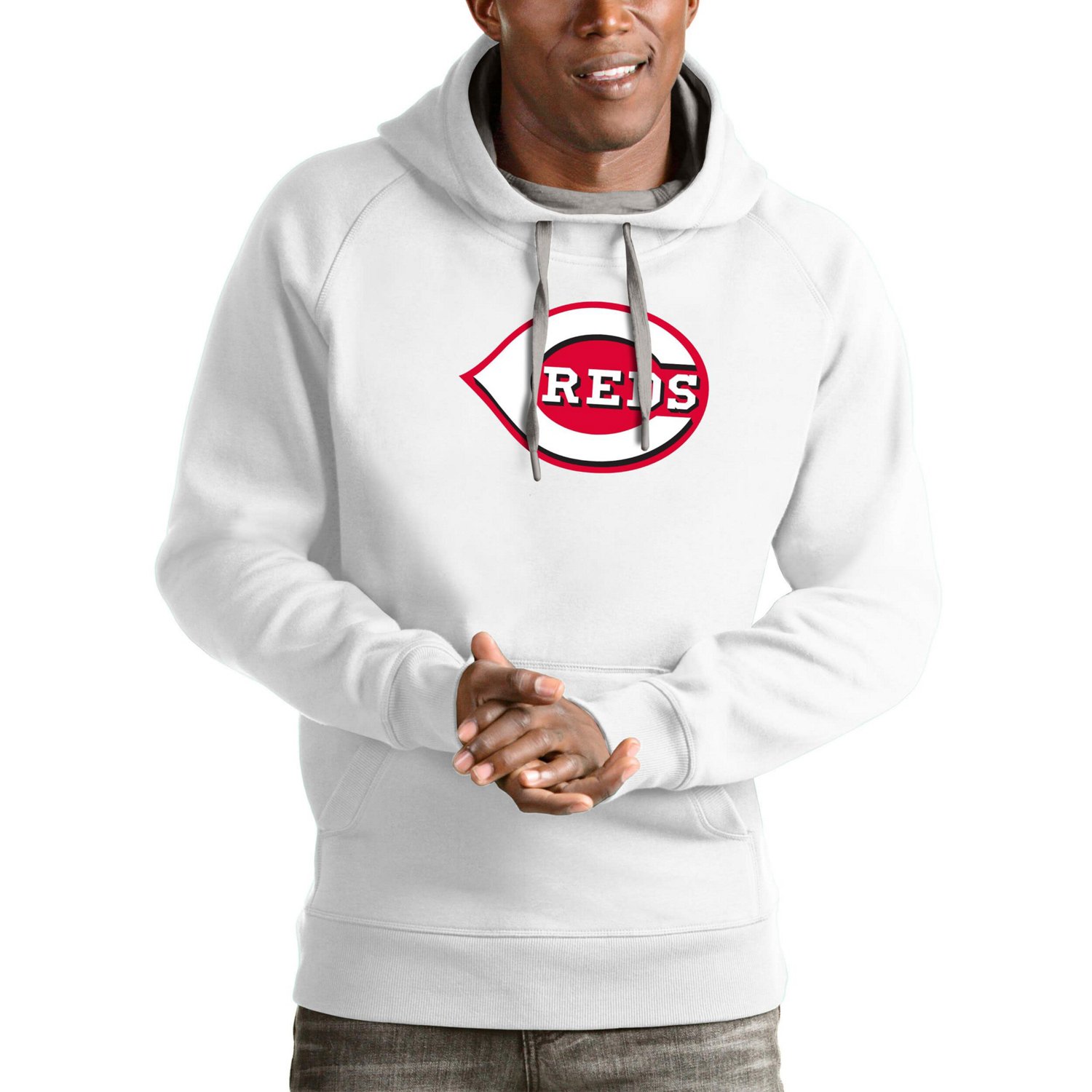 Antigua Cincinnati Reds Victory Pullover Team Logo Hoodie                                                                        - view number 1