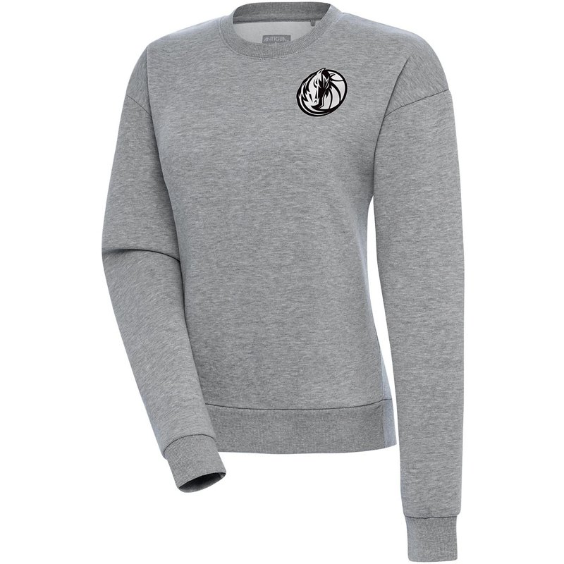 Women's Antigua  Heather Gray Dallas Mavericks Brushed Metallic Victory Pullover Sweatshirt