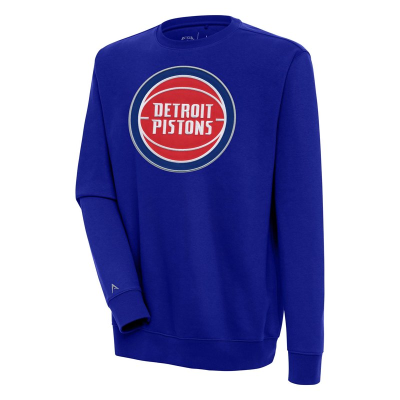 Men's Antigua  Blue Detroit Pistons Victory Pullover Sweatshirt