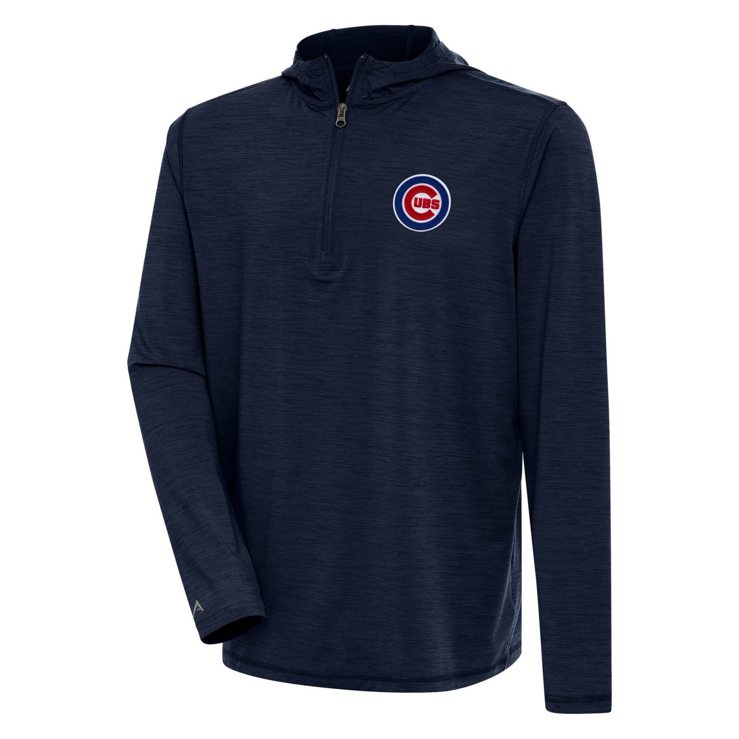 Antigua Heather Chicago Cubs Tidy Quarter-Zip Hoodie                                                                             - view number 1