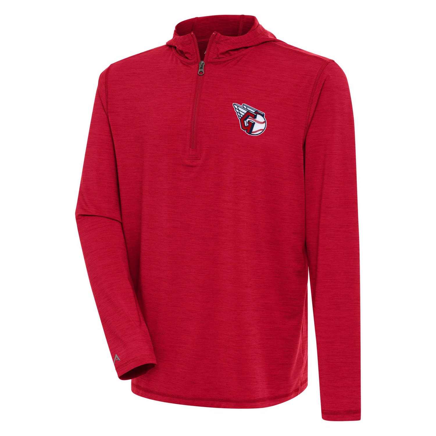 Antigua Heather Cleveland Guardians Tidy Quarter-Zip Hoodie