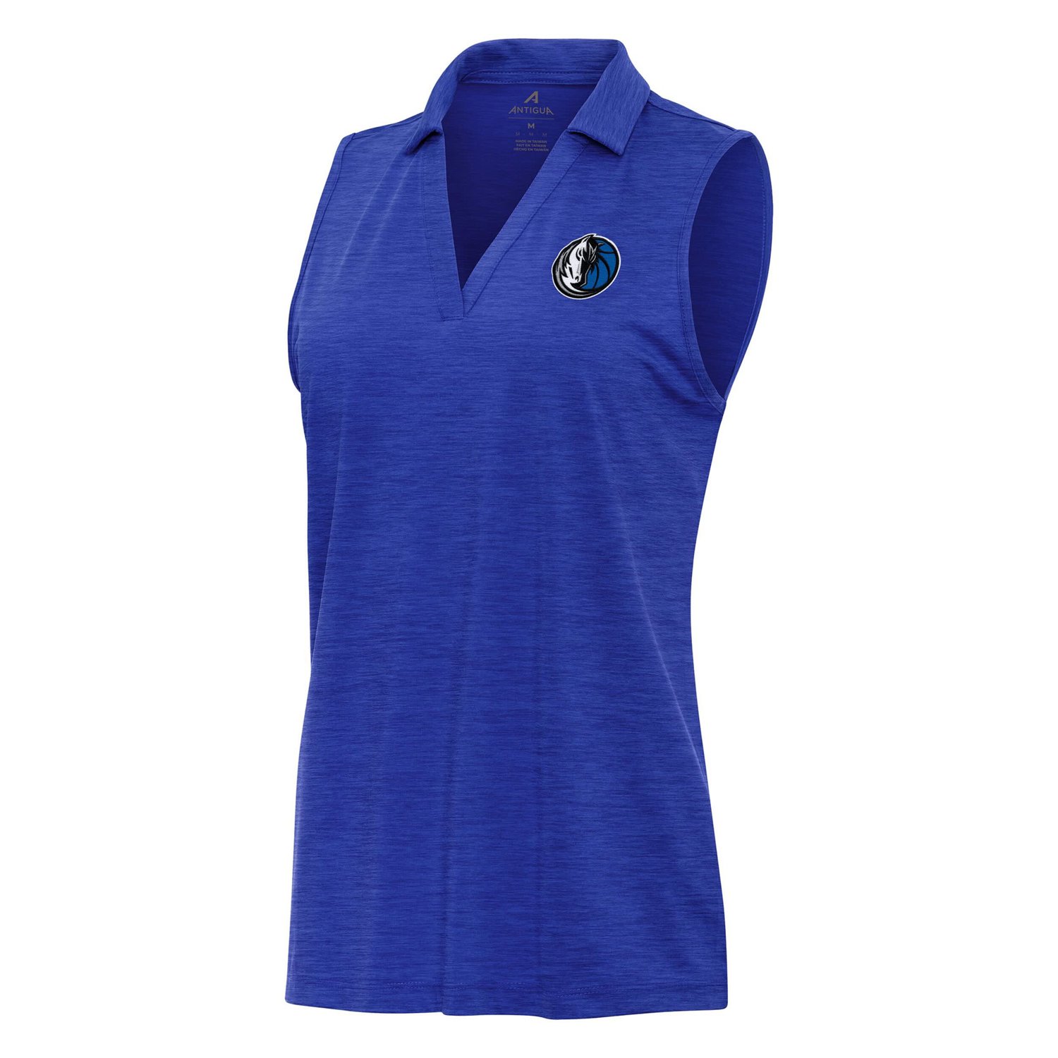 Antigua Heather Dallas Mavericks Layout Sleeveless V-Neck Polo - view number 1