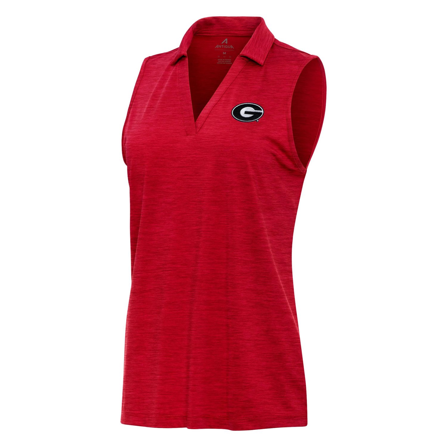 Antigua Heather Georgia Bulldogs Layout Sleeveless V-Neck Polo - view number 2