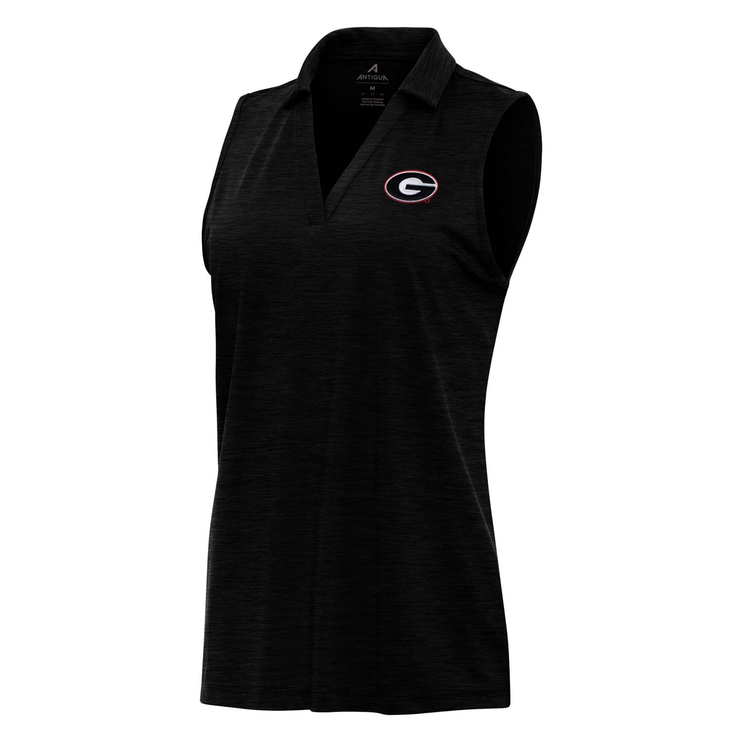 Antigua Heather Georgia Bulldogs Layout Sleeveless V-Neck Polo - view number 2