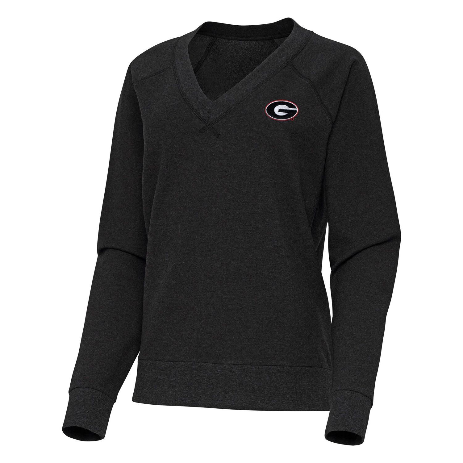 Antigua Heather Georgia Bulldogs Varsity V-Neck Tri-Blend Pullover Sweatshirt - view number 2