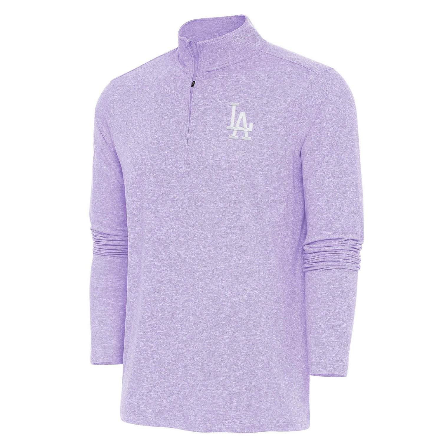 Antigua Heather Los Angeles Dodgers Hunk Quarter-Zip Top