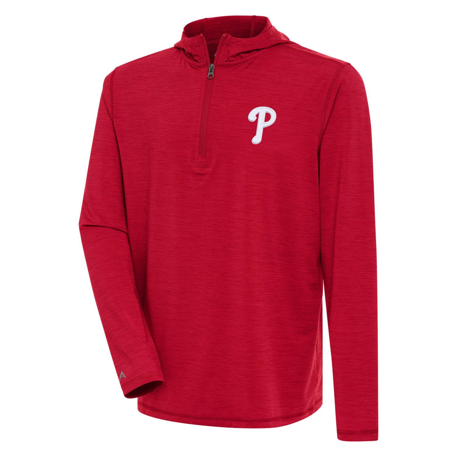 Antigua Heather Philadelphia Phillies Tidy Quarter-Zip Hoodie                                                                    - view number 1