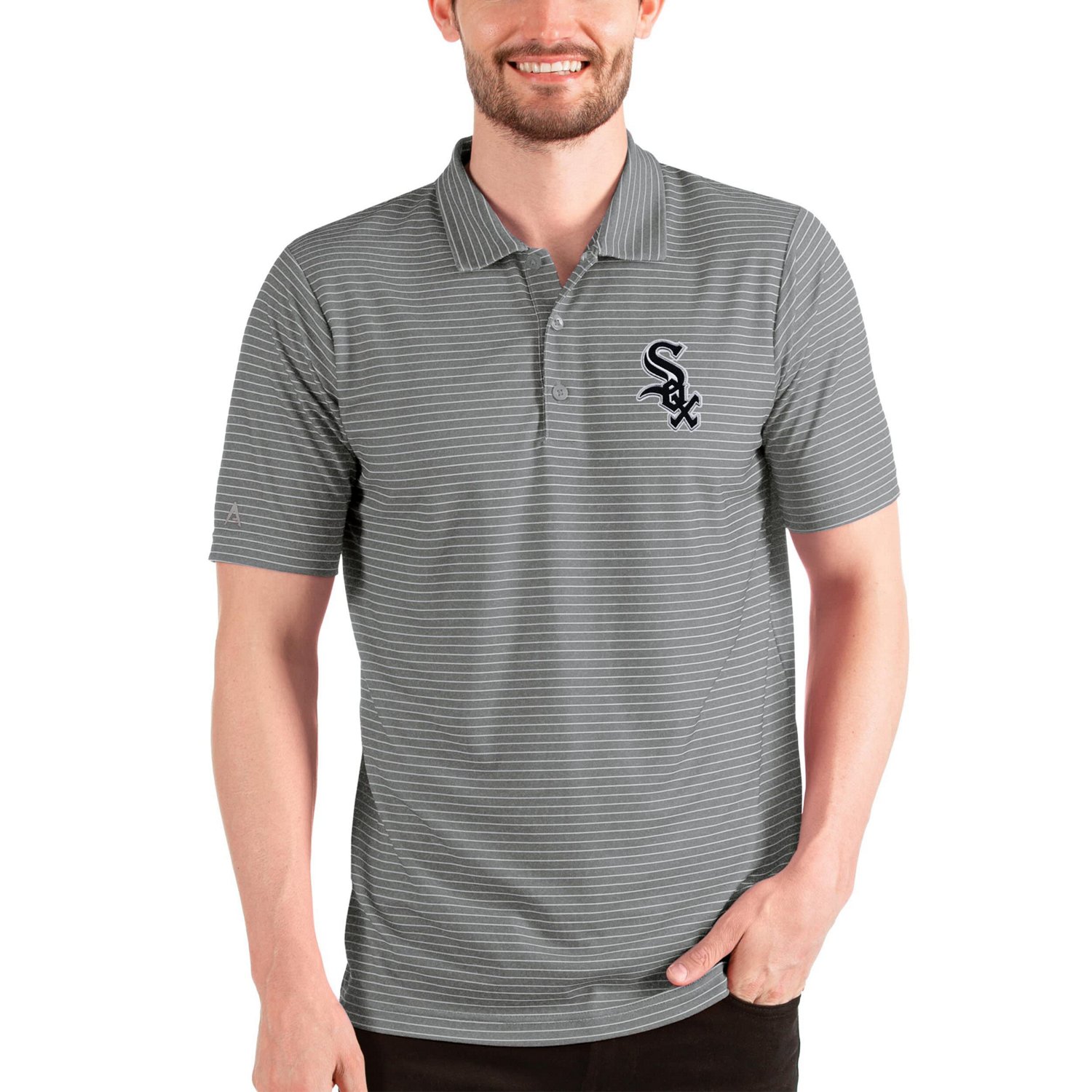 Antigua Heathered /Silver Chicago White Sox Esteem Polo