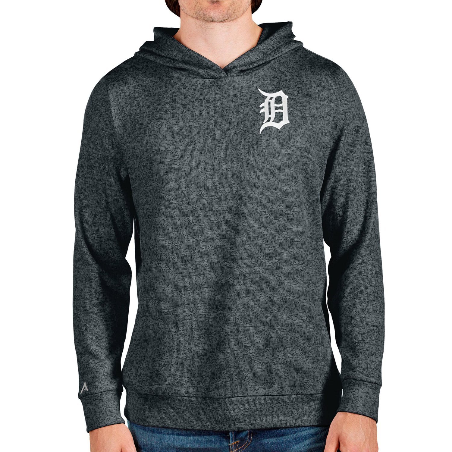 Antigua Heathered Charcoal Detroit Tigers Absolute Pullover Hoodie