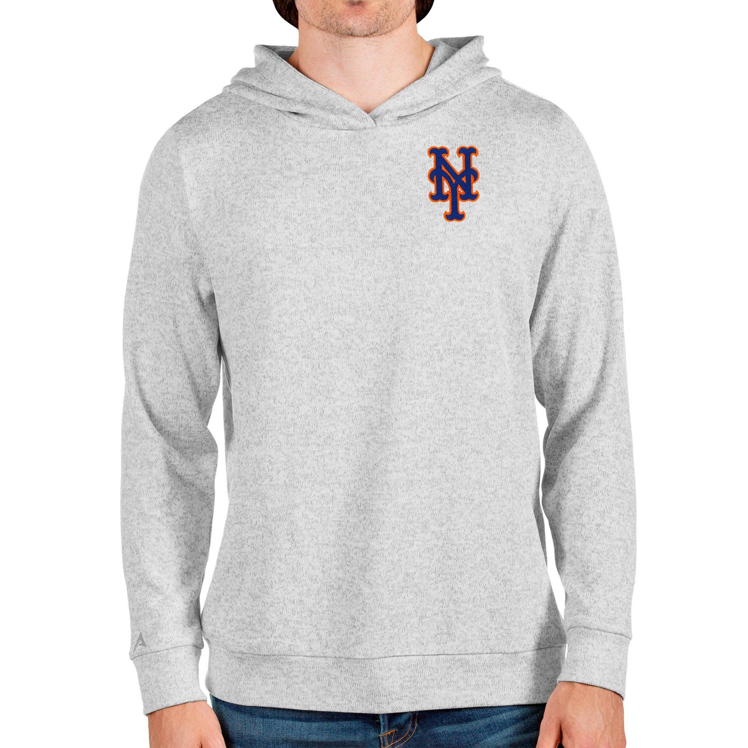 Antigua Heathered Charcoal New York Mets Absolute Pullover Hoodie
