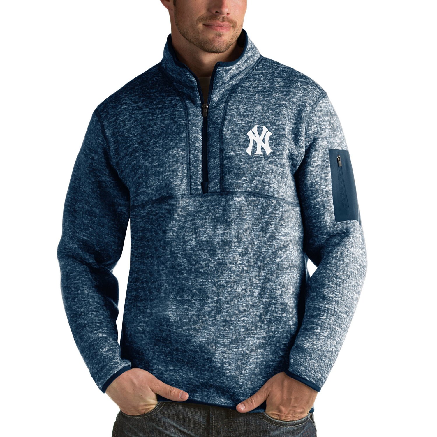 Antigua Heathered New York Yankees Fortune Half-Zip Sweater - view number 1