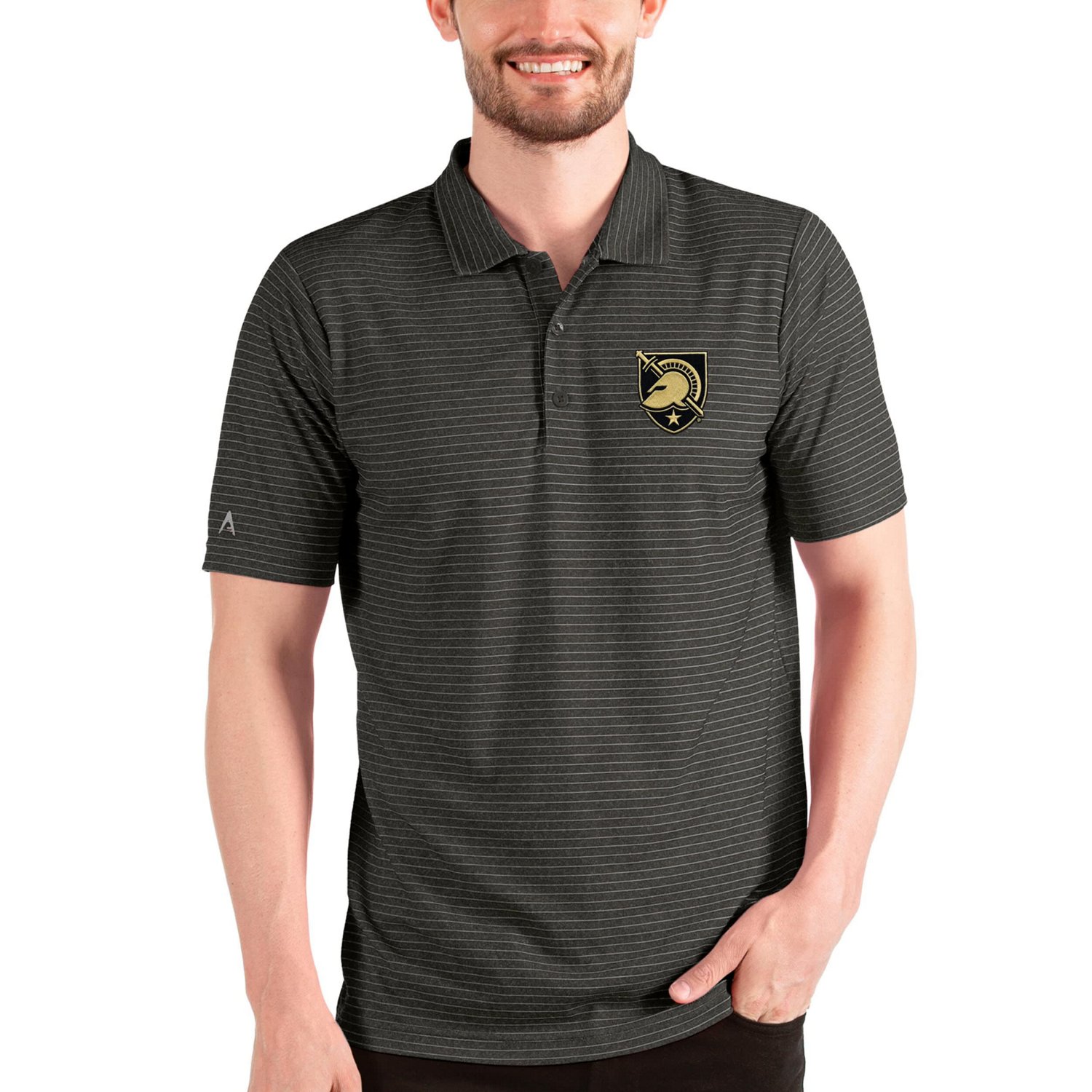 Antigua Heathered /Silver Army Knights Esteem Polo