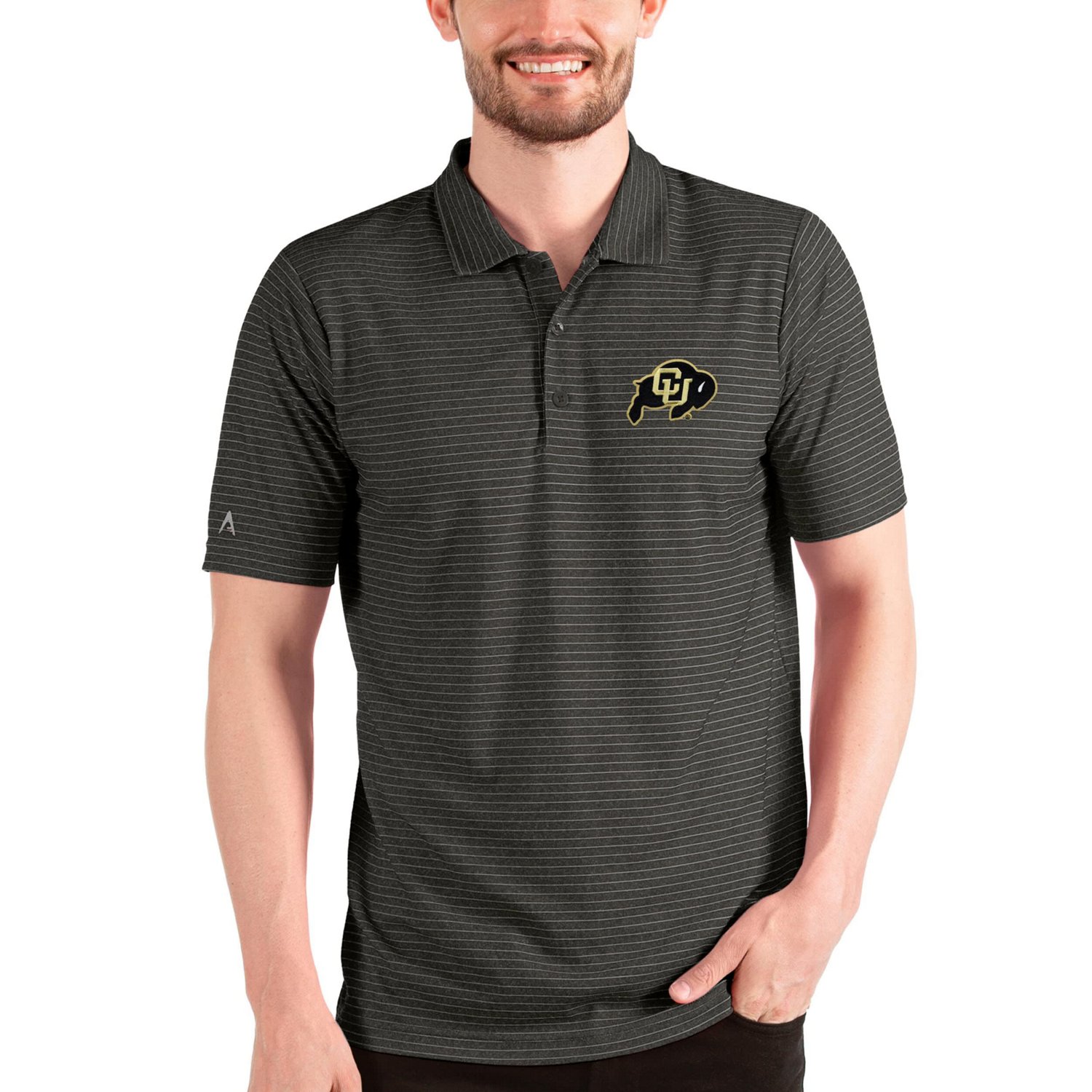 Antigua Heathered /Silver Colorado Buffaloes Esteem Polo