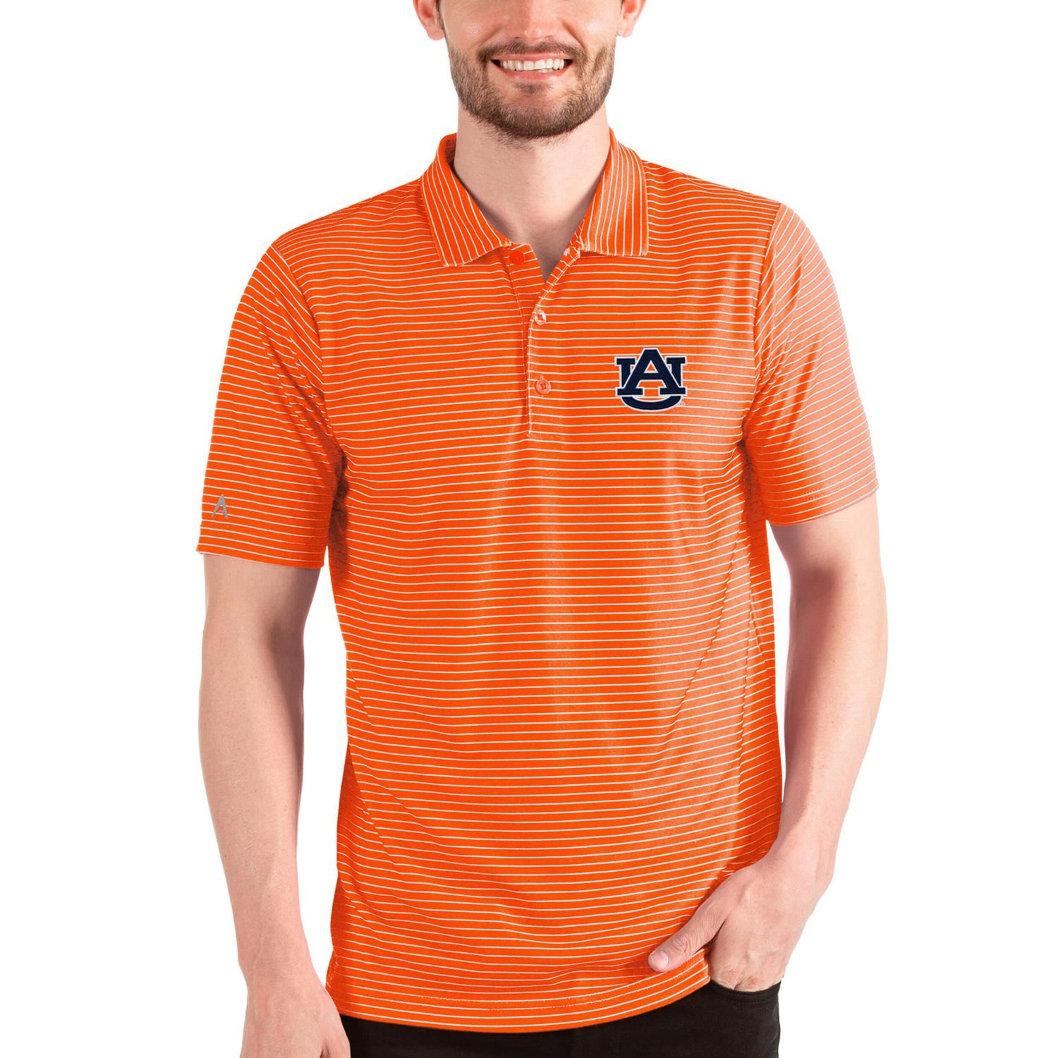 Antigua Heathered /White Auburn Tigers Esteem Polo