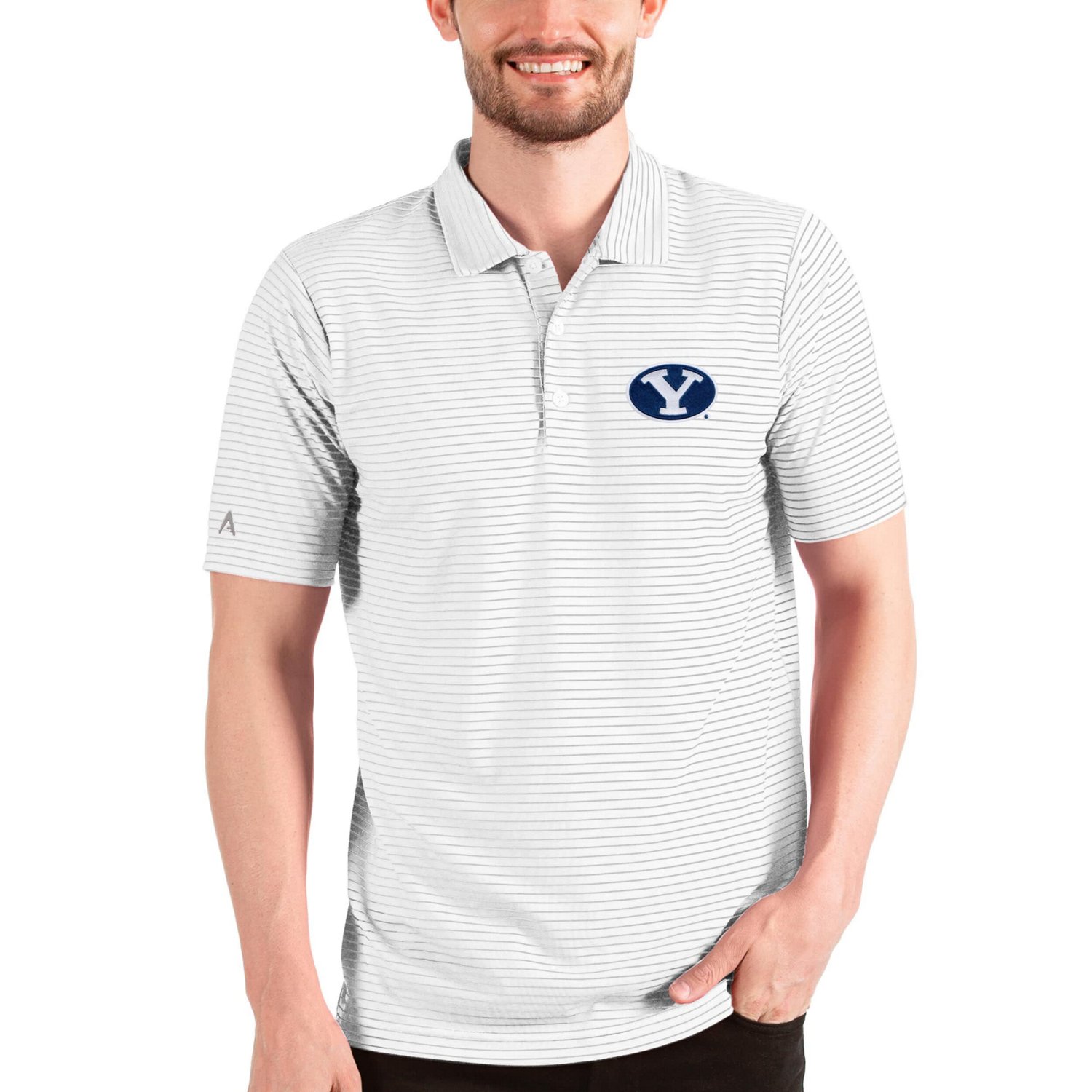 Antigua Heathered /White BYU Cougars Esteem Polo