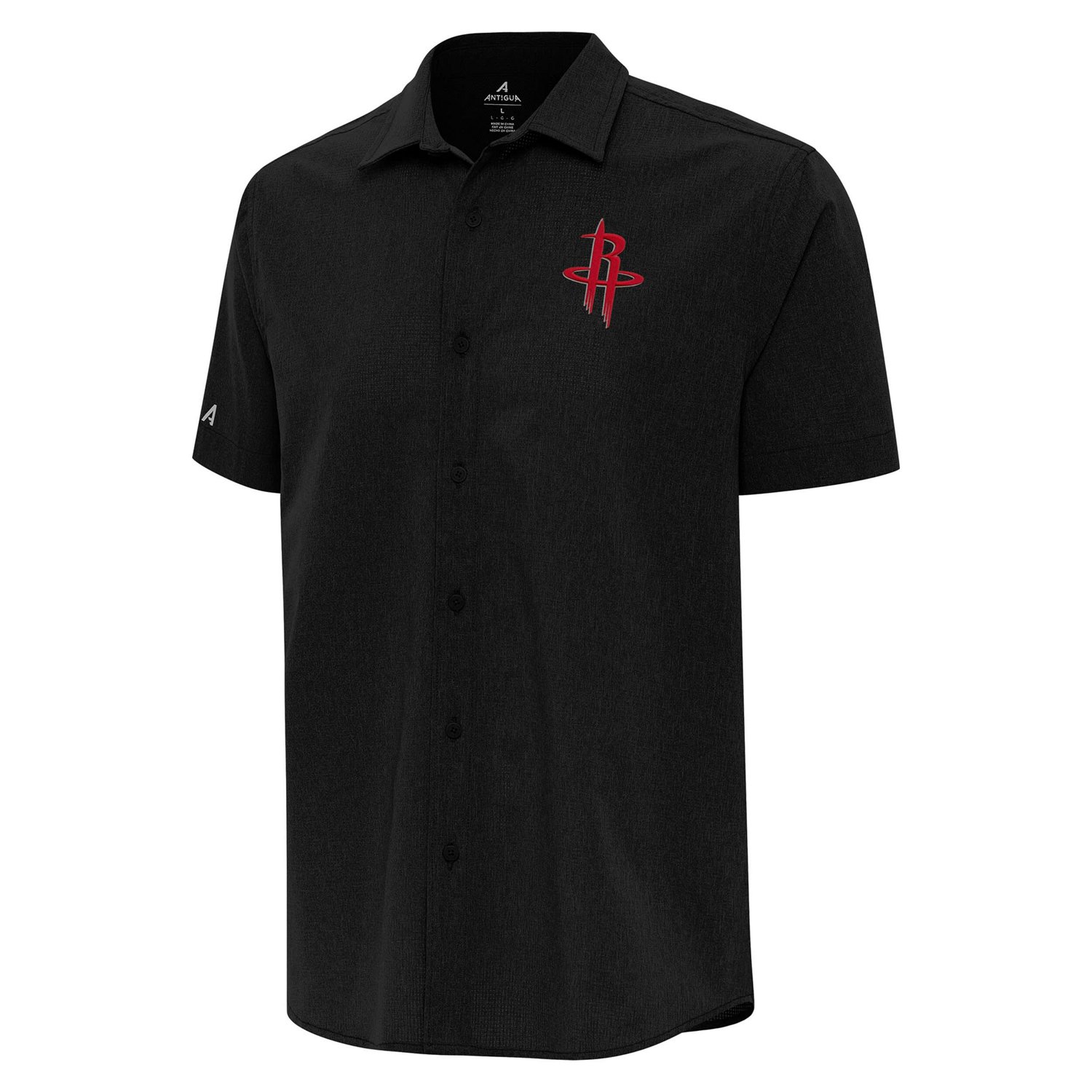 Antigua Houston Rockets Activate Woven Short Sleeve Button-Up Shirt