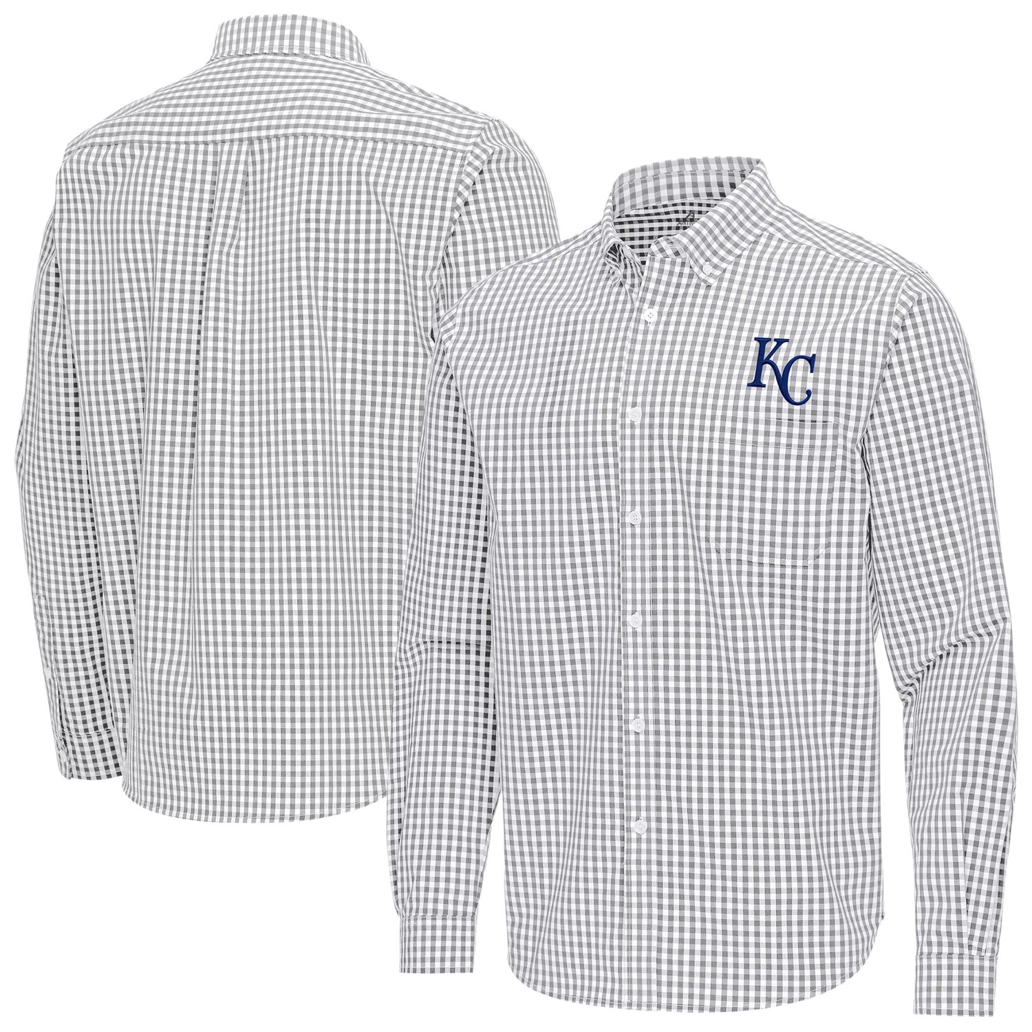 Antigua Kansas City Royals Ellis Woven Tri-Blend Button-Down Shirt