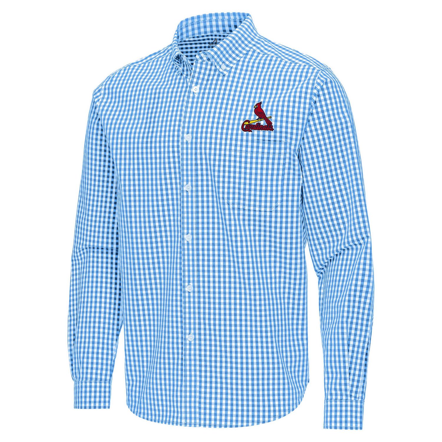 Antigua Light St Louis Cardinals Ellis Woven Tri-Blend Button-Down Shirt