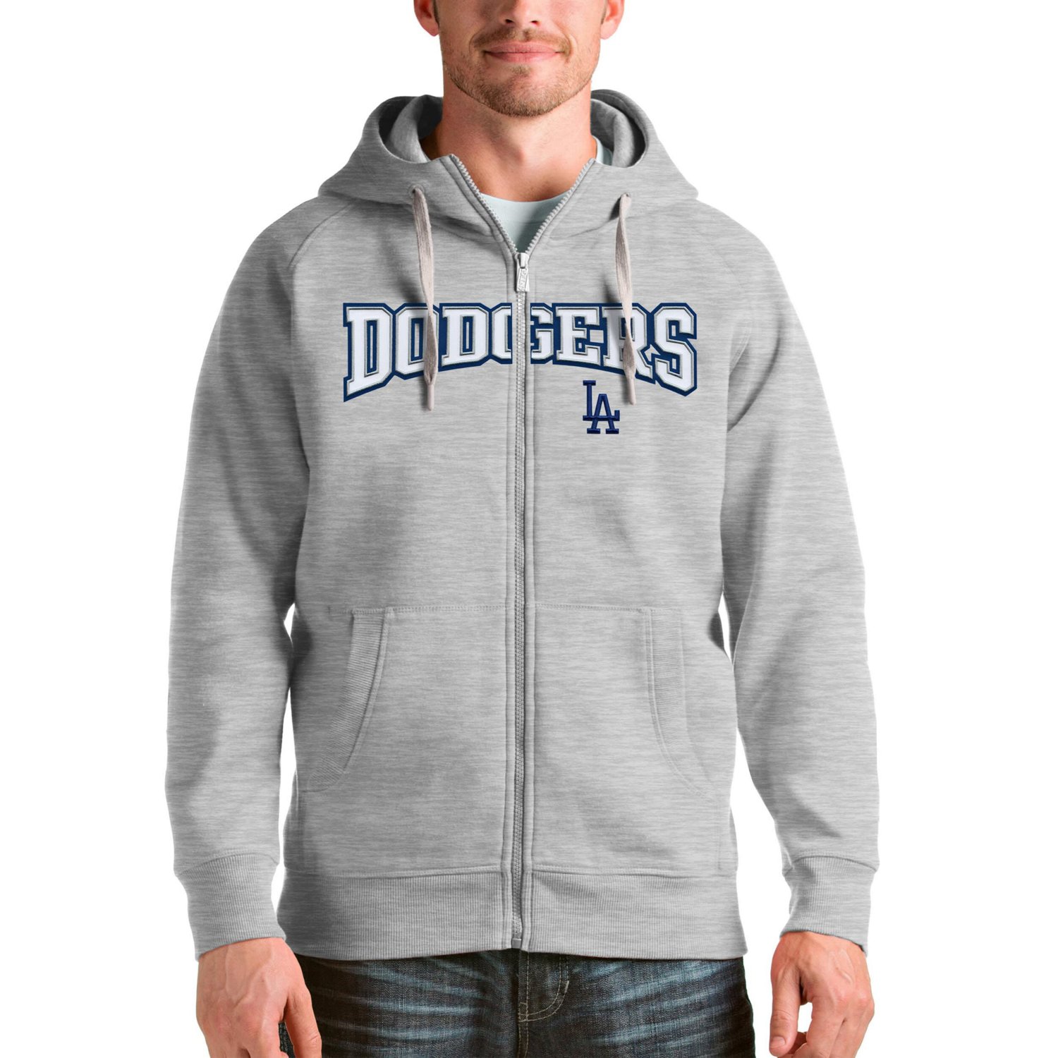 Antigua Los Angeles Dodgers Team Logo Victory Full-Zip Hoodie
