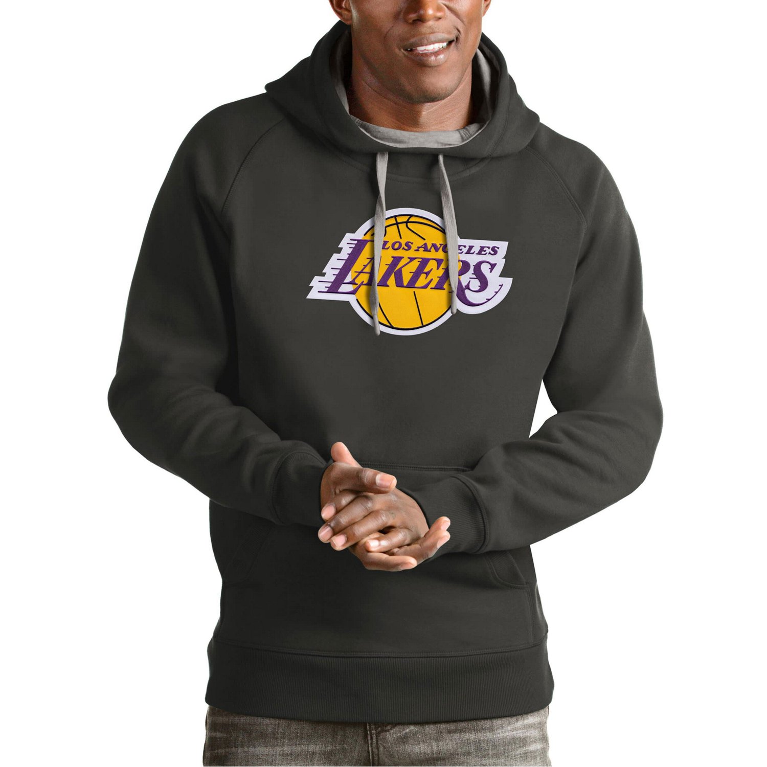 Antigua Los Angeles Lakers Team Logo Victory Pullover Hoodie