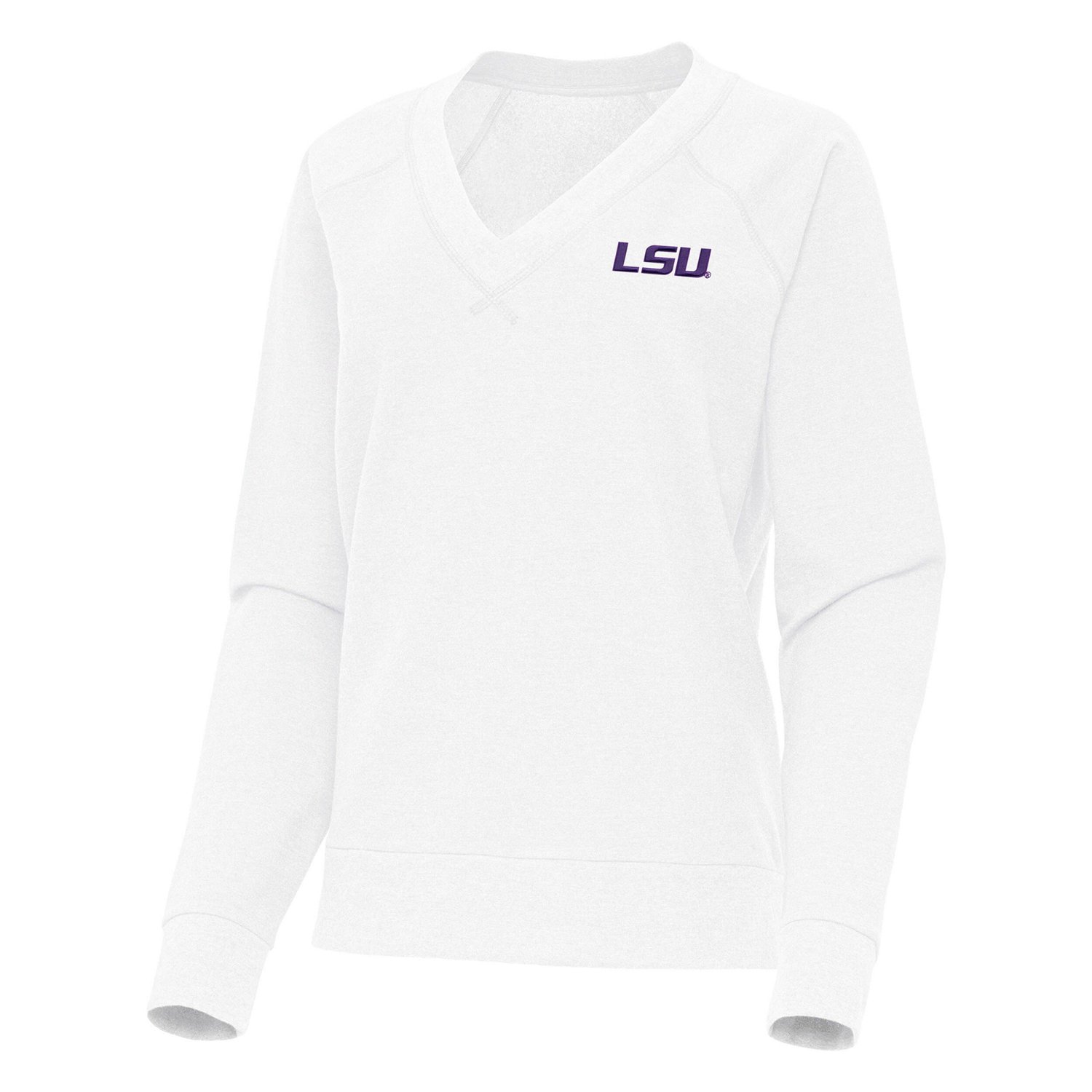 Antigua LSU Tigers Varsity V-Neck Tri-Blend Pullover Sweatshirt