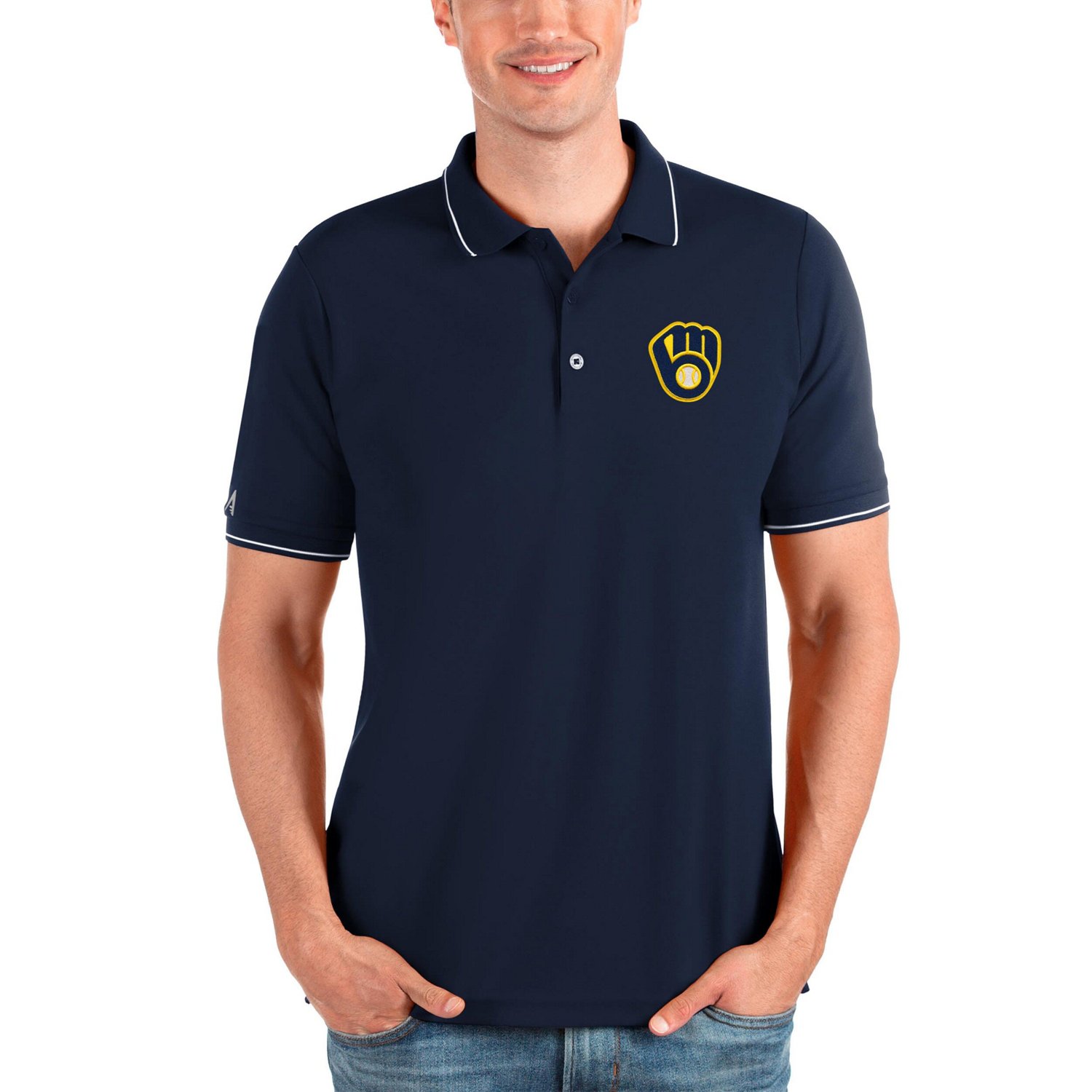 Antigua Milwaukee Brewers Affluent Polo