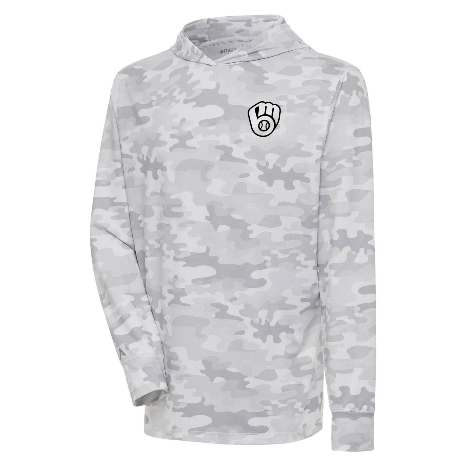 Antigua Milwaukee Brewers Brushed Metallic Logo Sector Pullover Hoodie