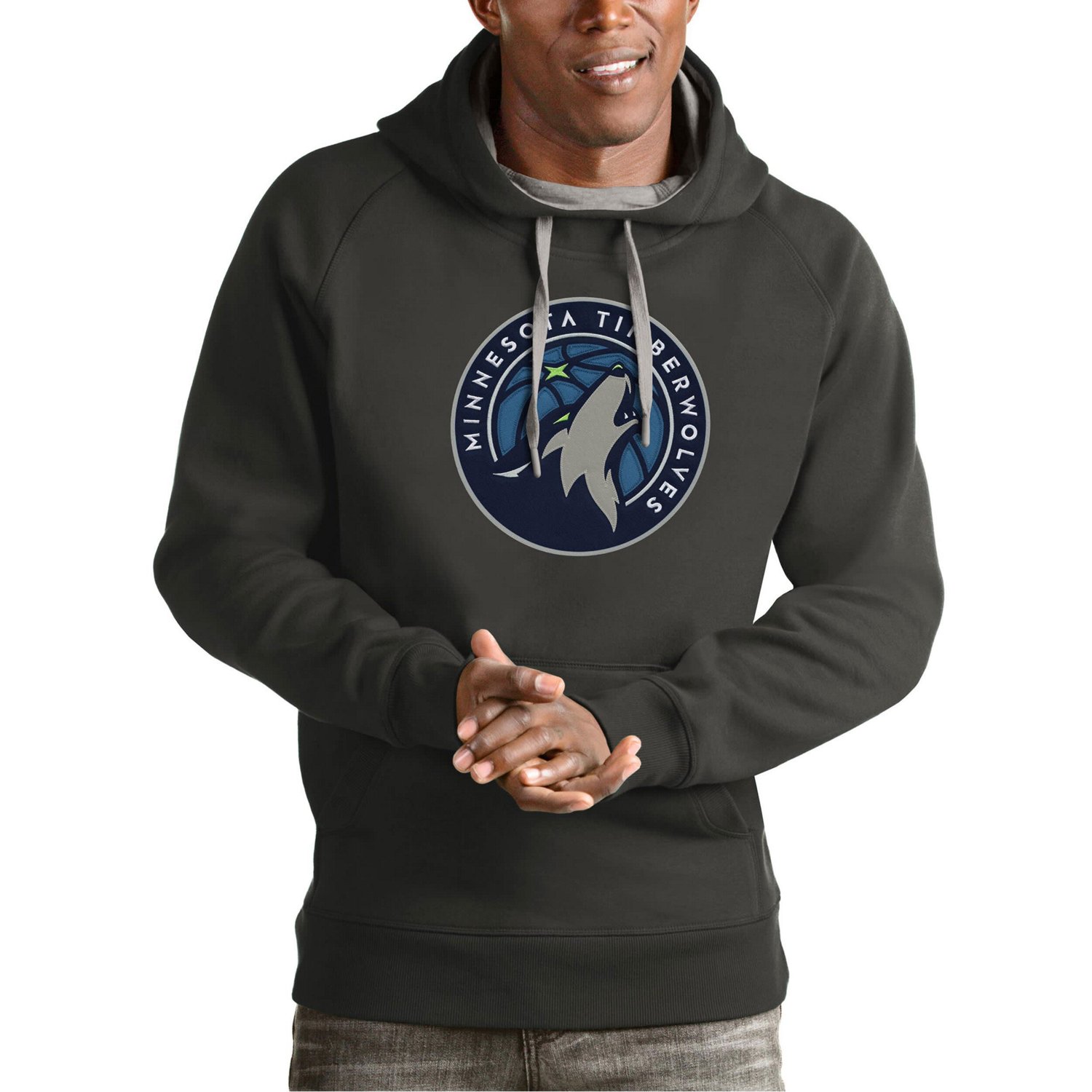 Antigua Minnesota Timberwolves Team Logo Victory Pullover Hoodie                                                                 - view number 1