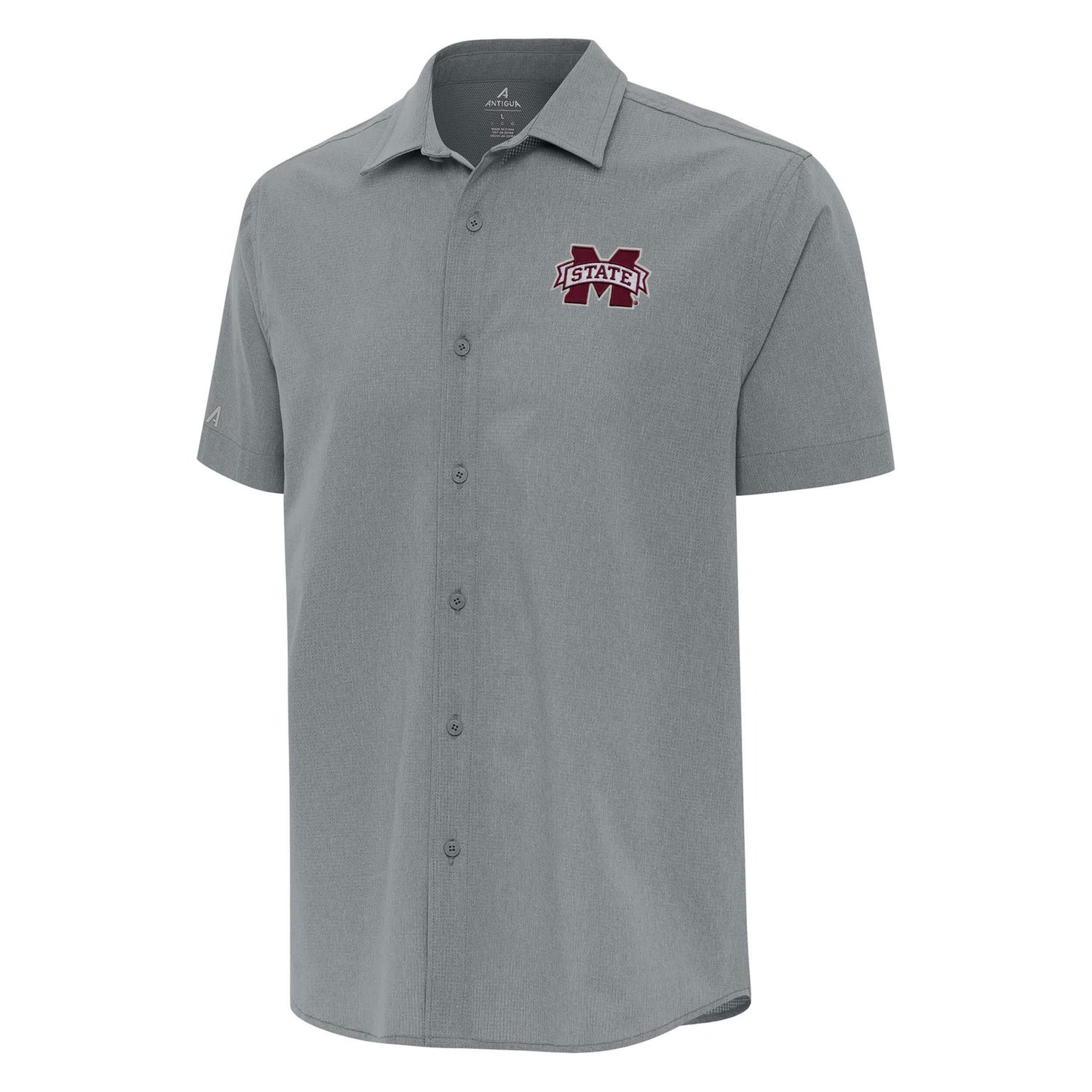 Antigua Mississippi State Bulldogs Activate Woven Short Sleeve Button-Up Shirt                                                   - view number 1