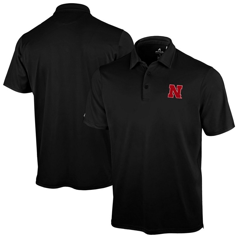 Antigua Men's Black Nebraska Huskers Unshakeable Solid Polo Shirt - Black