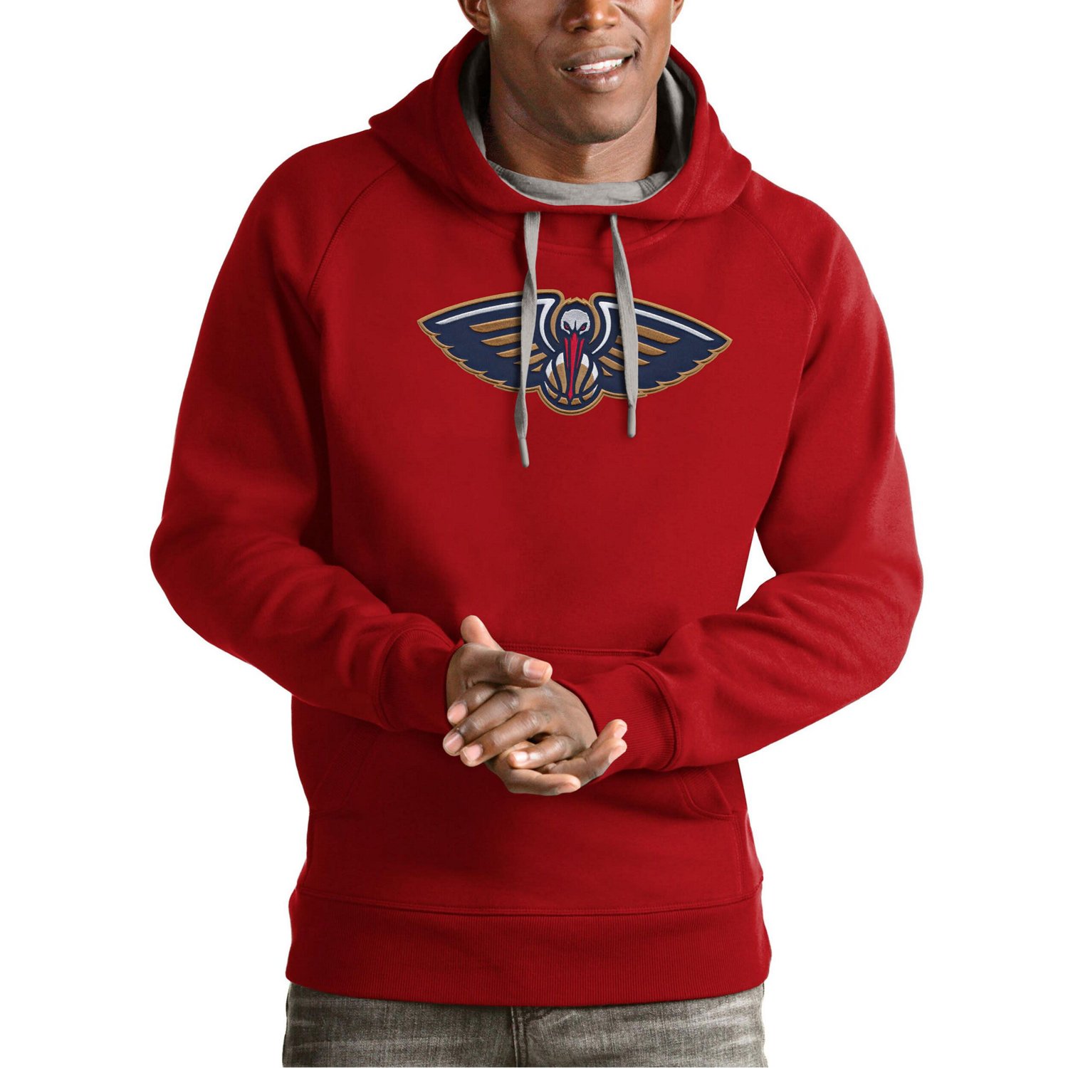 Antigua New Orleans Pelicans Team Logo Victory Pullover Hoodie                                                                   - view number 1