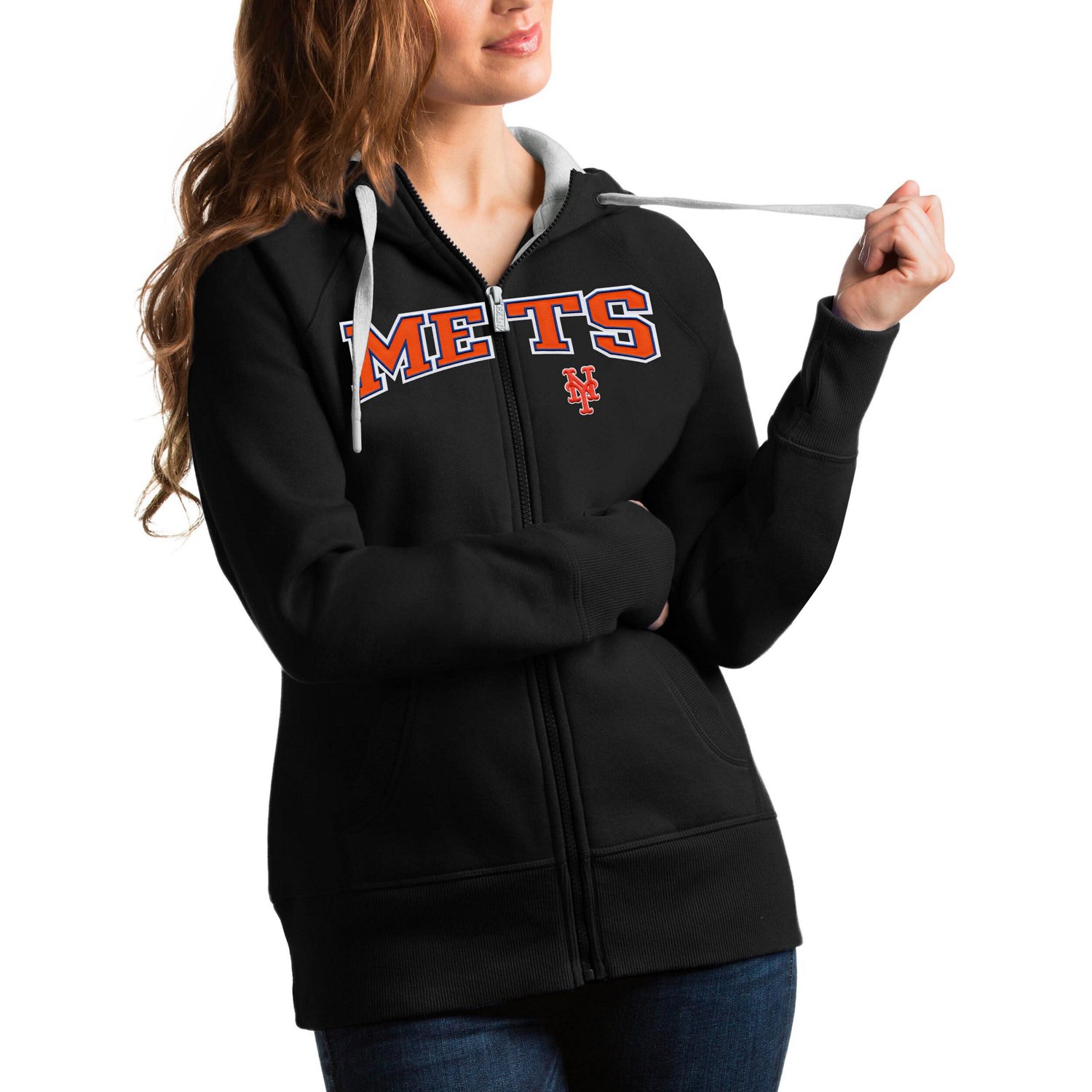 Antigua New York Mets Team Logo Victory Full-Zip Hoodie