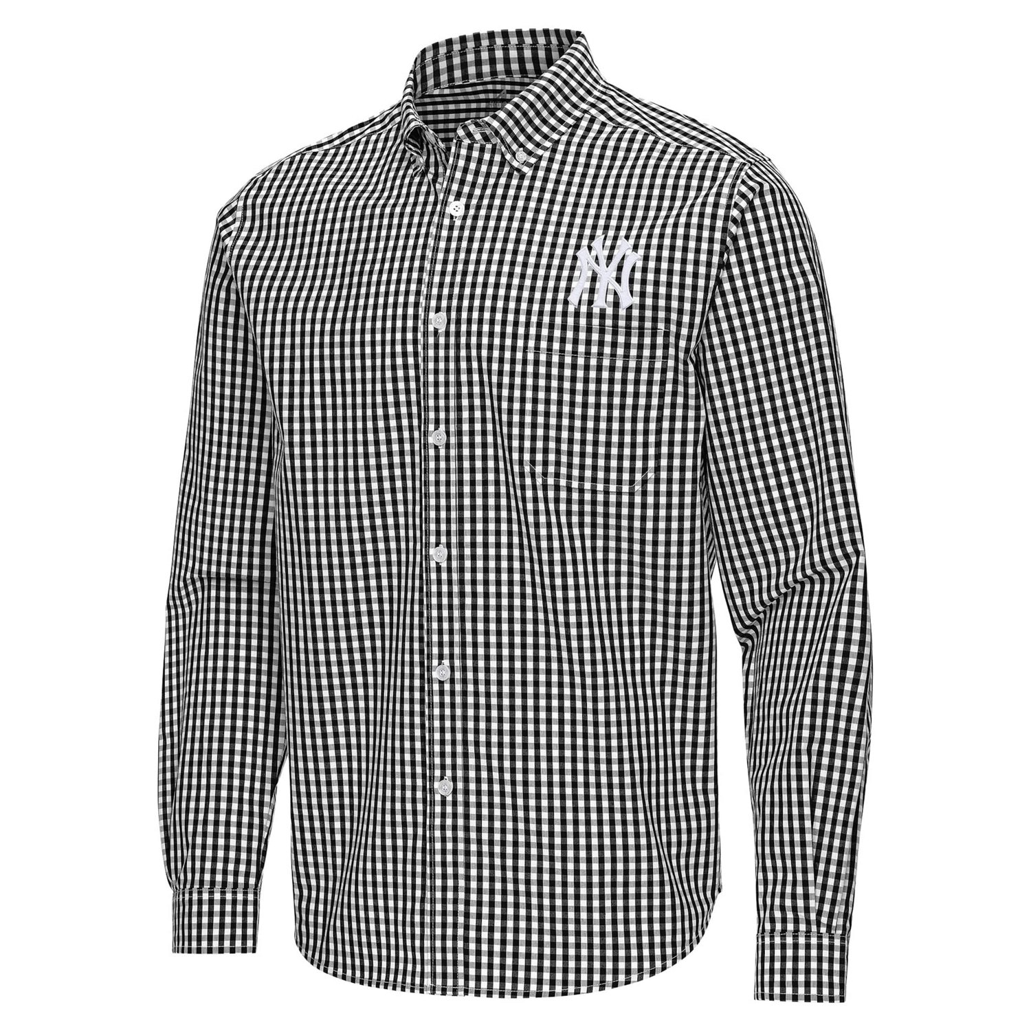 Antigua New York Yankees Ellis Woven Tri-Blend Button-Down Shirt