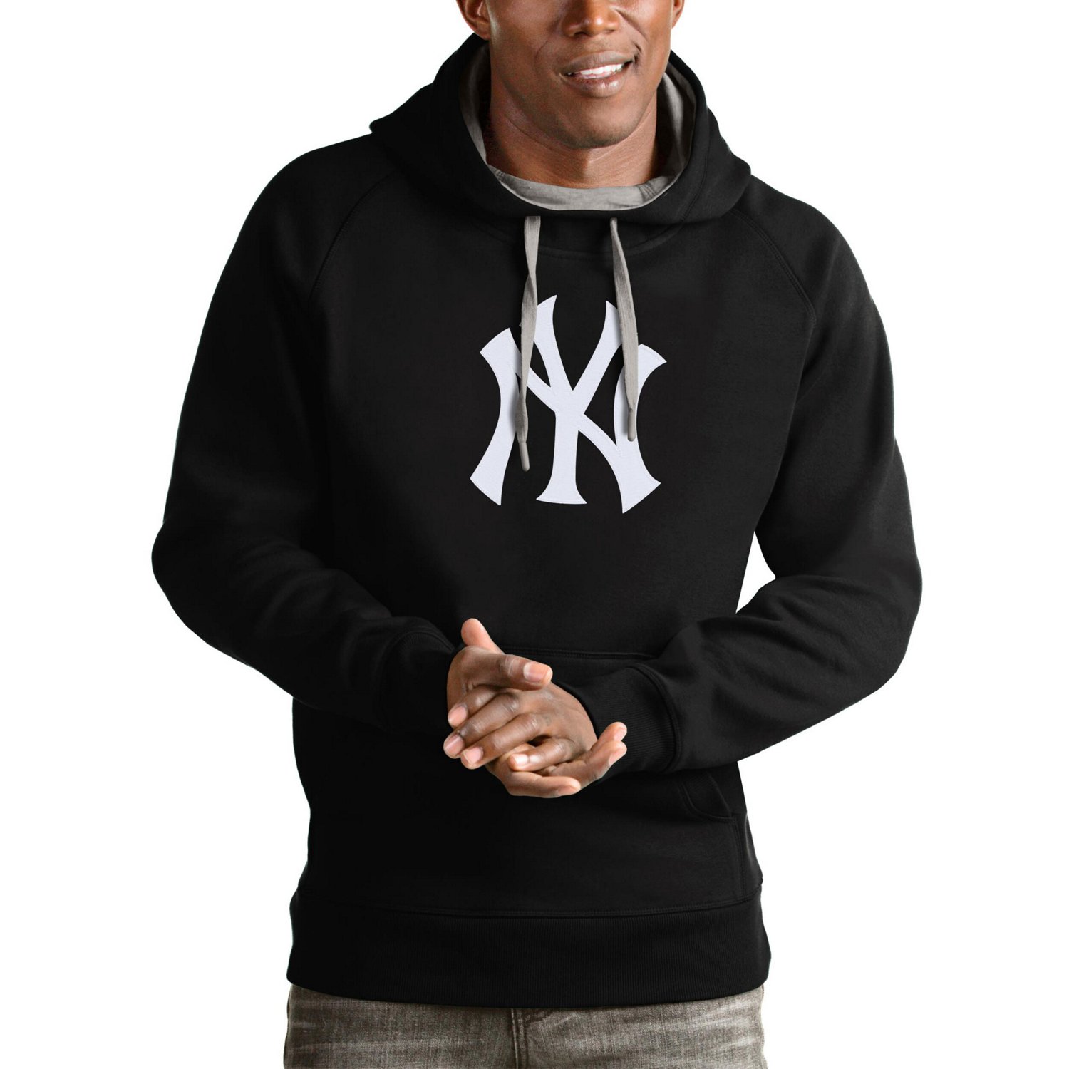 Antigua New York Yankees Victory Pullover Team Logo Hoodie