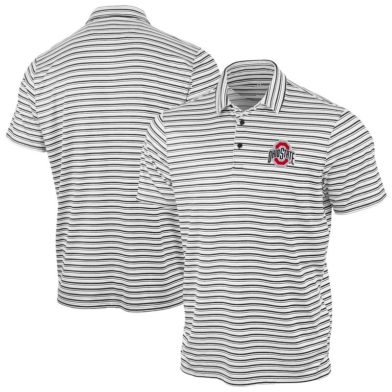 Antigua Men's Black Ohio State Buckeyes Space Stripe Polo Shirt - Black
