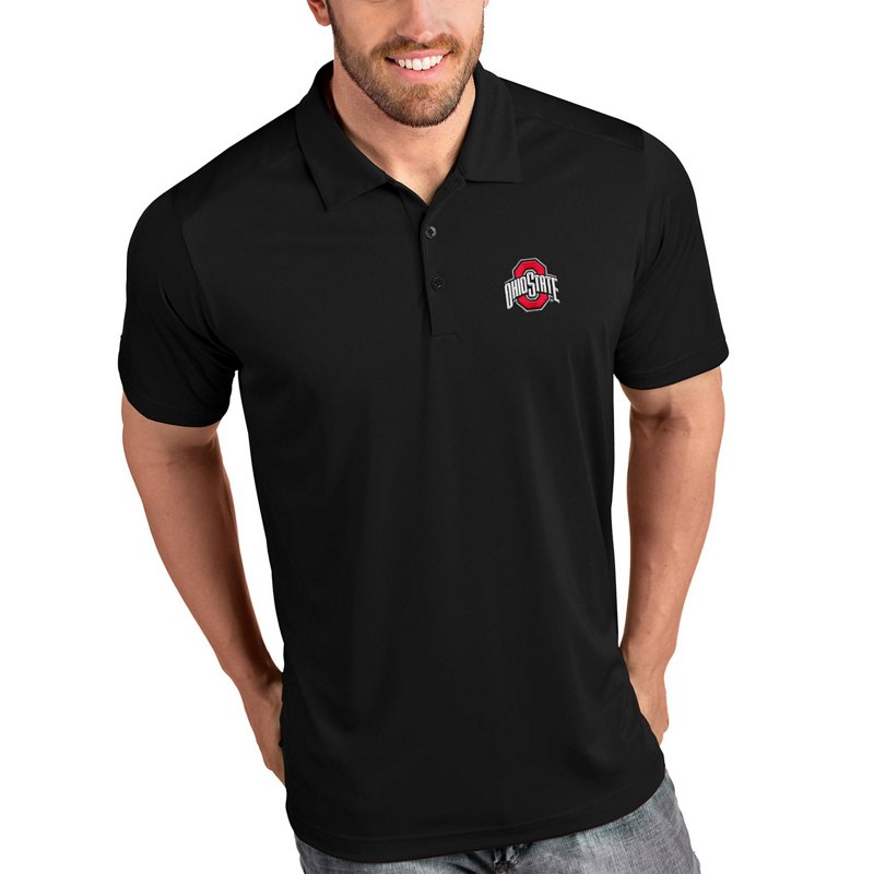 Antigua Men's Ohio State Buckeyes Black Tribute Performance Polo, Medium