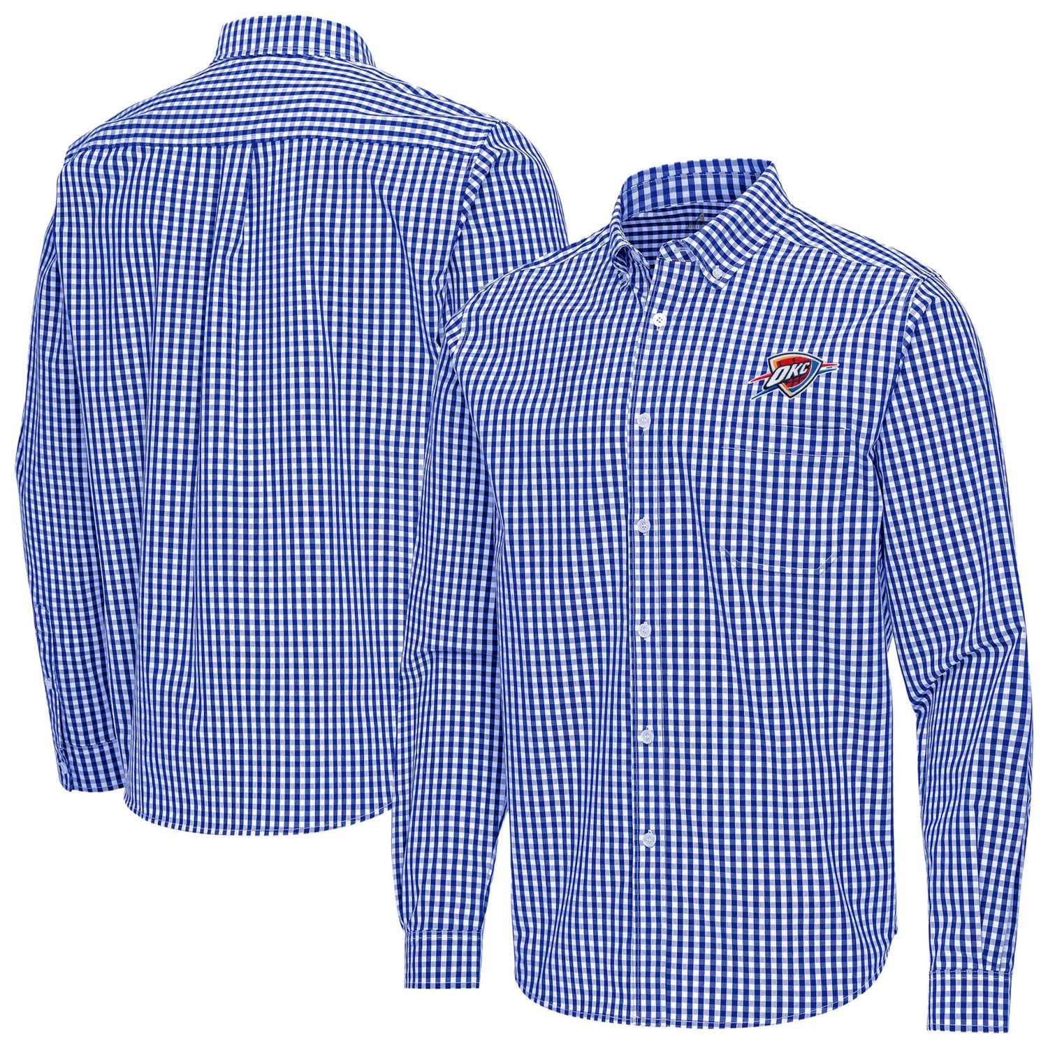 Antigua Oklahoma City Thunder Ellis Woven Tri-Blend Button-Down Shirt
